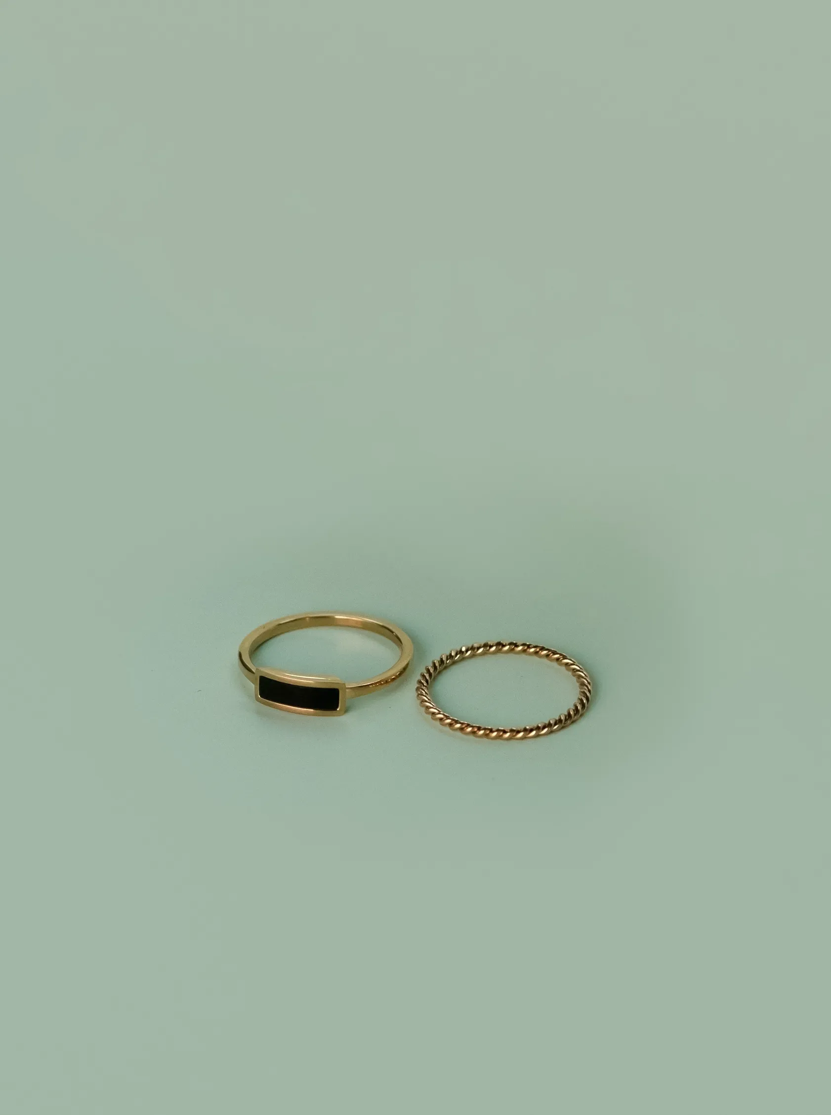 14k Gold Black Onyx Ring Set