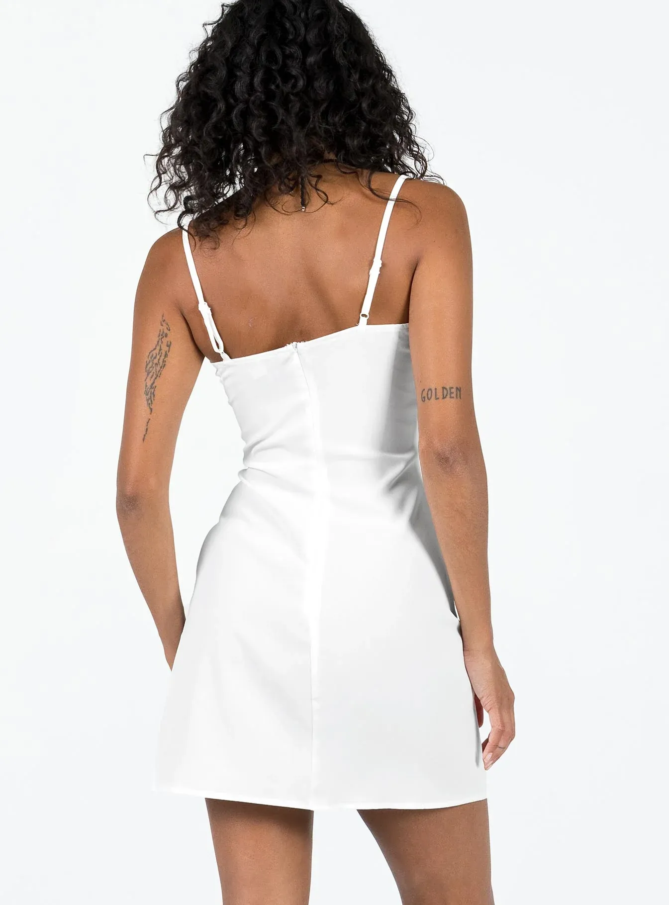 Agnola Lace Trim Mini Dress White