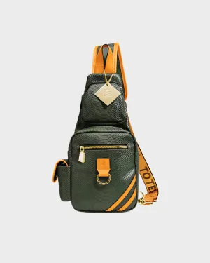 Apollo 1 Tear Drop Crossbody Bag in Olive & Yellow