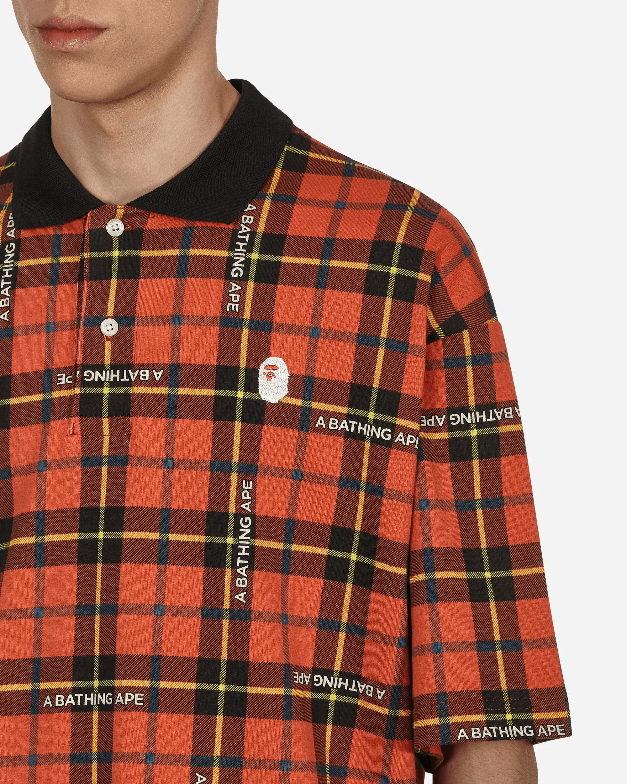 Bape Logo Check Polo Shirt Red