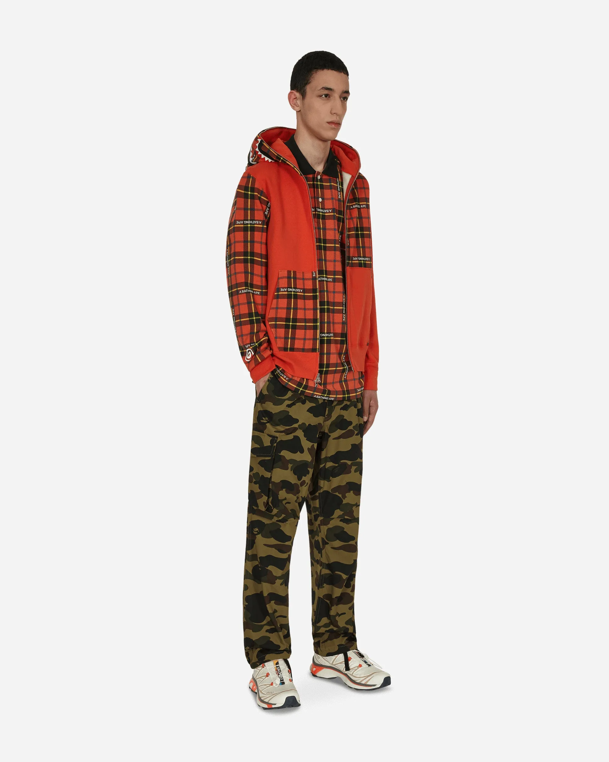 Bape Logo Check Polo Shirt Red