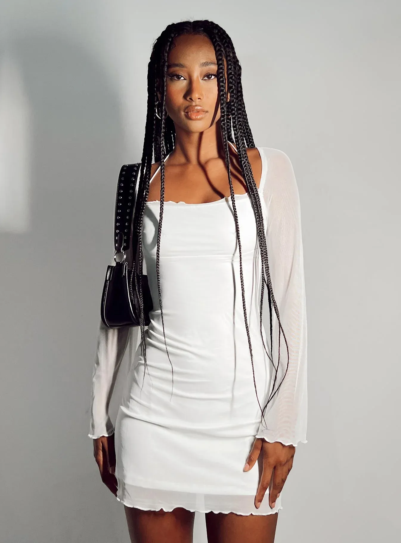 Bilbao Long Sleeve Mini Dress White