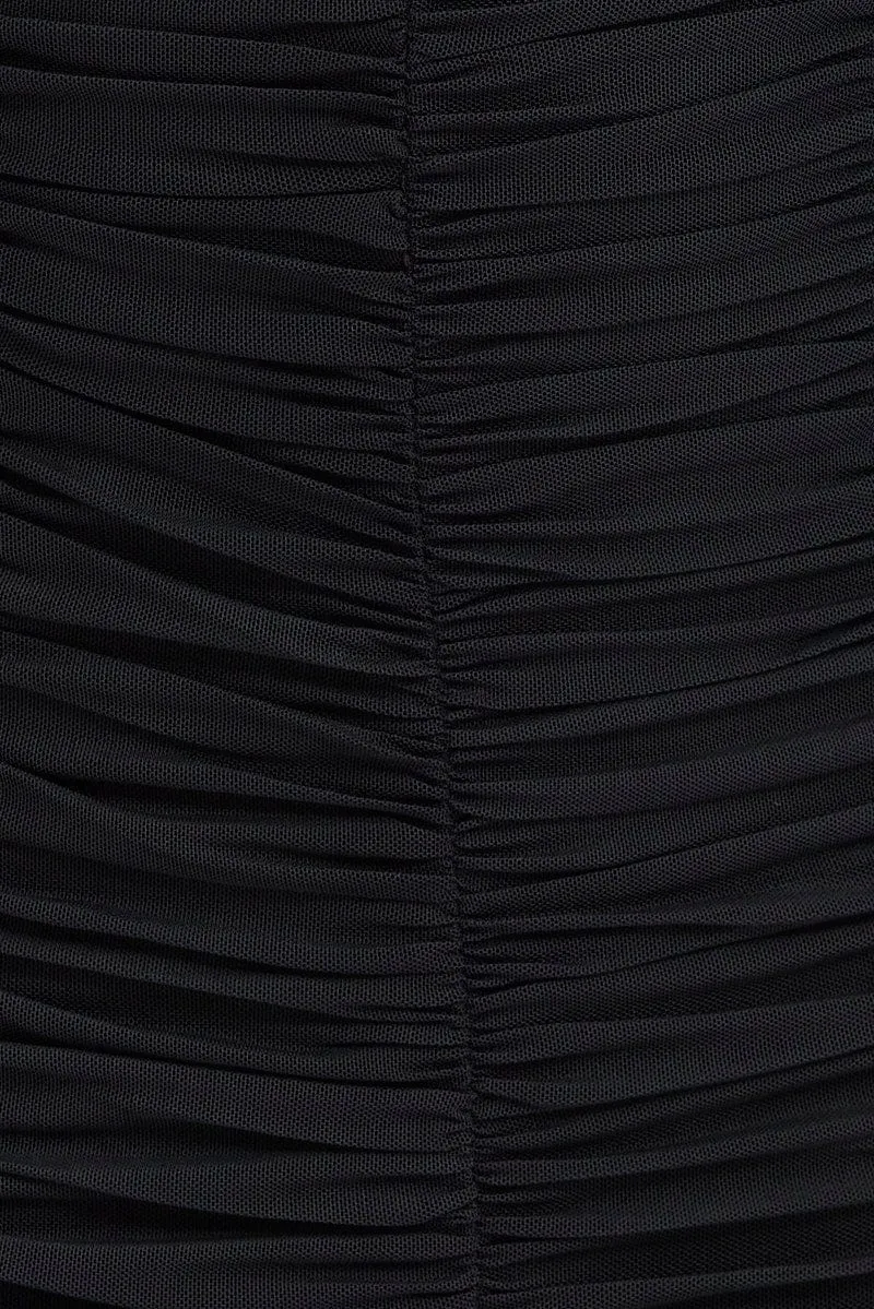 Black Bodycon Dress Sleeveless Ruched
