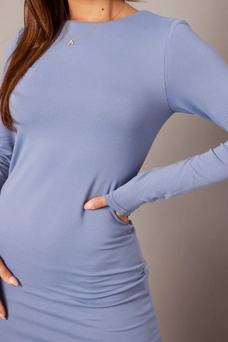 Blue Dress Long Sleeve Crew Neck Supersoft