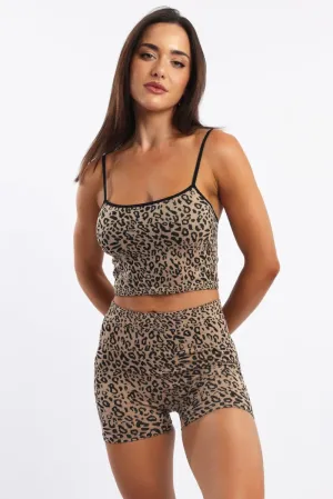 Brown Animal Print Cami Top Seamless