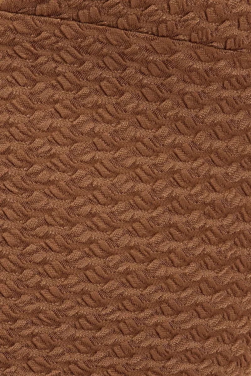 Brown Halter Neck Top Crop Textured