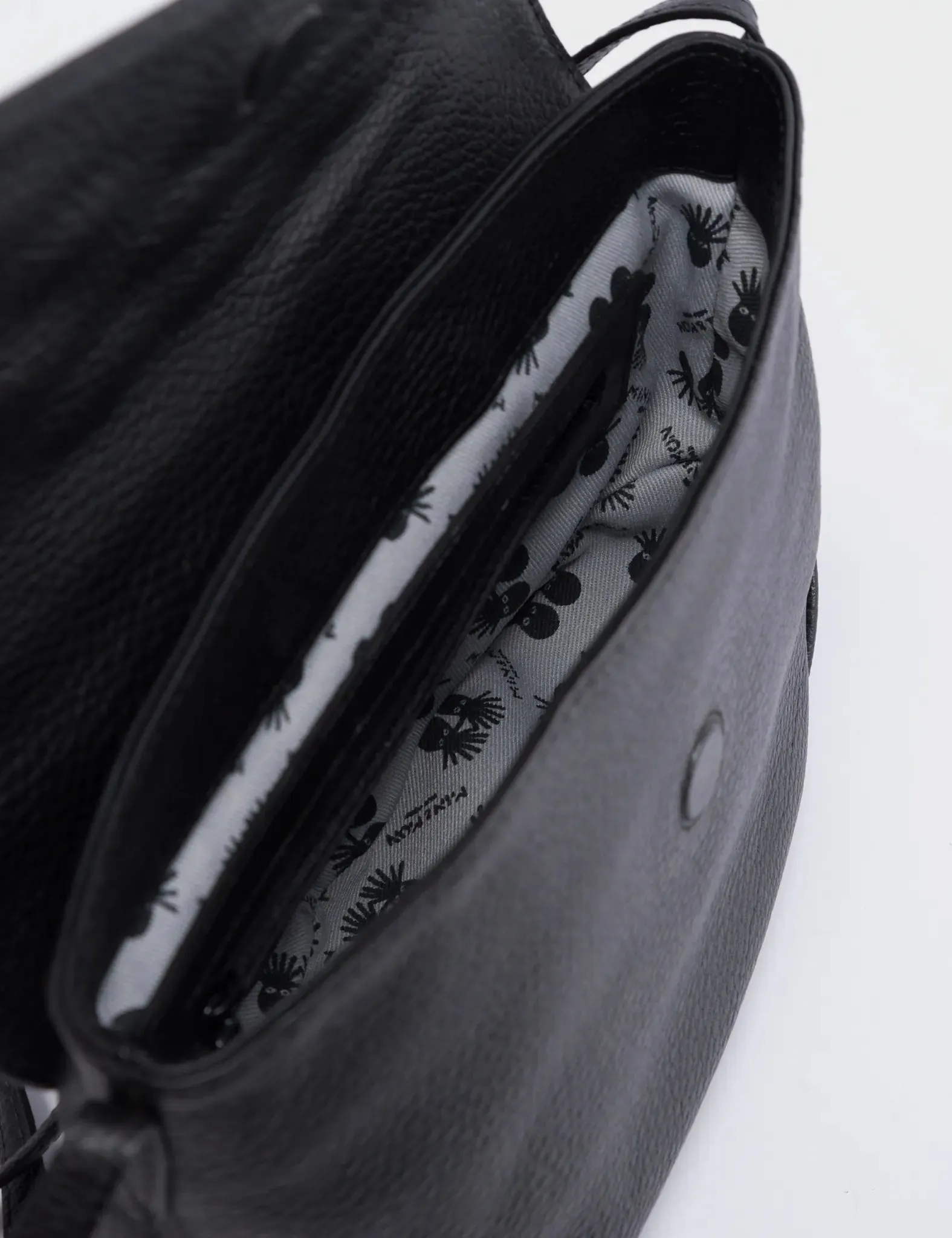Bruno Mini Crossbody Black Leather Bag - All Over Eyes Embroidery