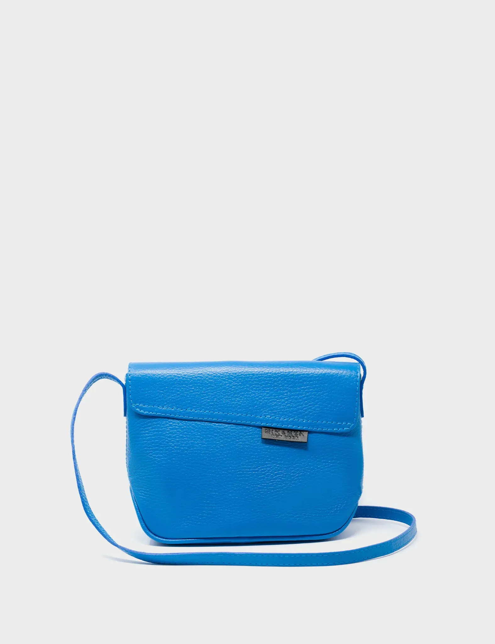 Bruno Mini Crossbody Ibiza Blue Leather Bag - All Over Eyes Embroidery
