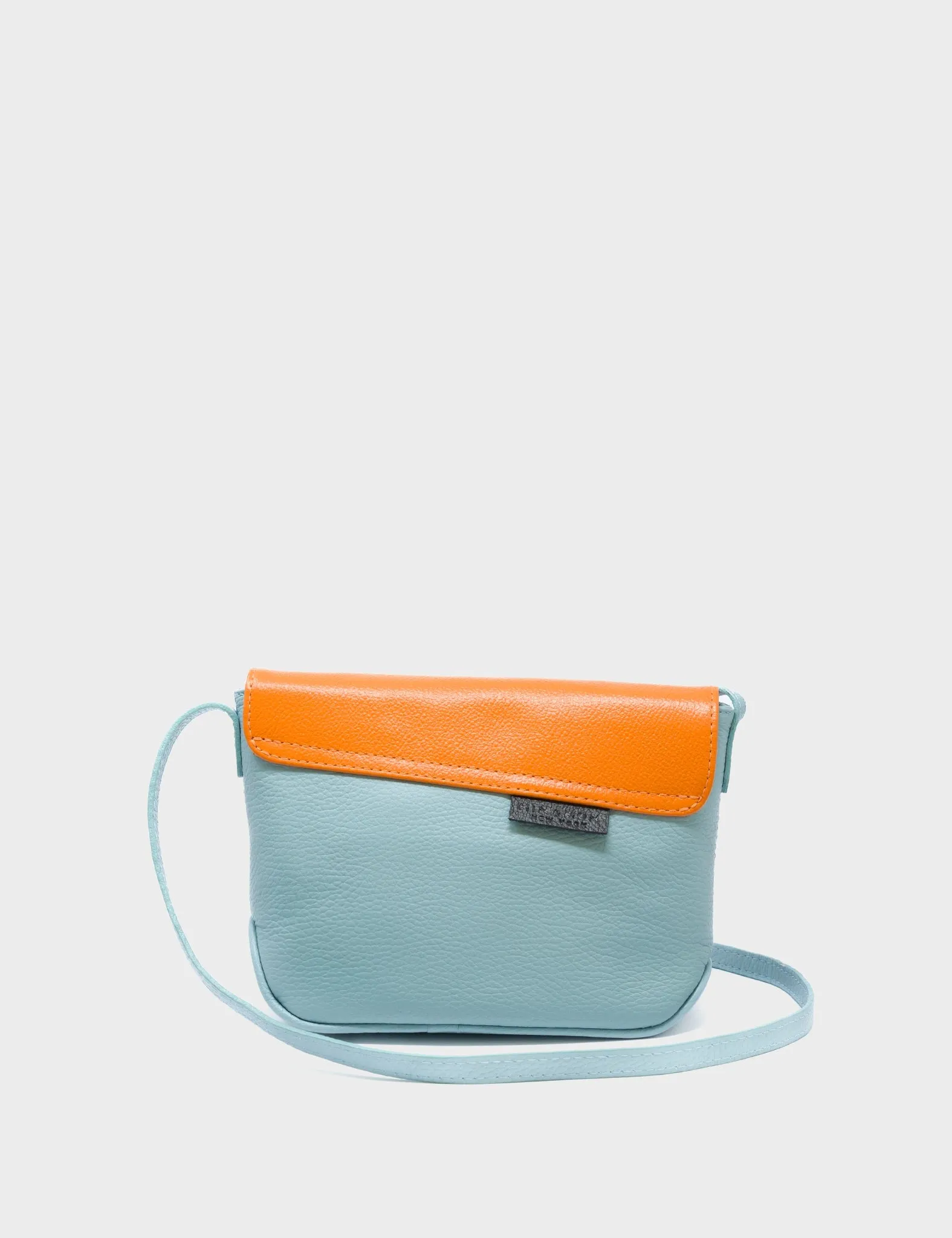 Bruno Mini Crossbody Sterling Blue Leather Bag - Vintage Bloom Design
