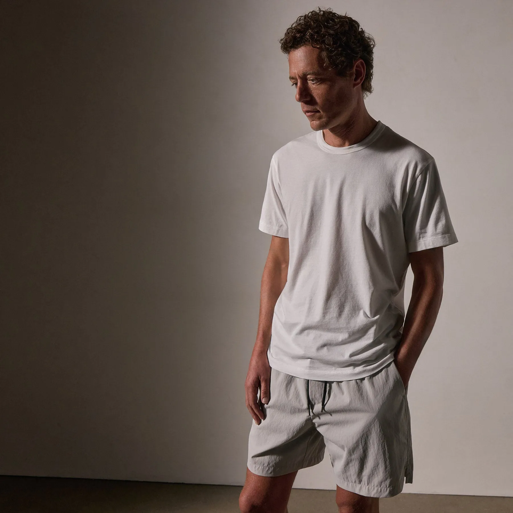 Brushed Lotus Crew - White