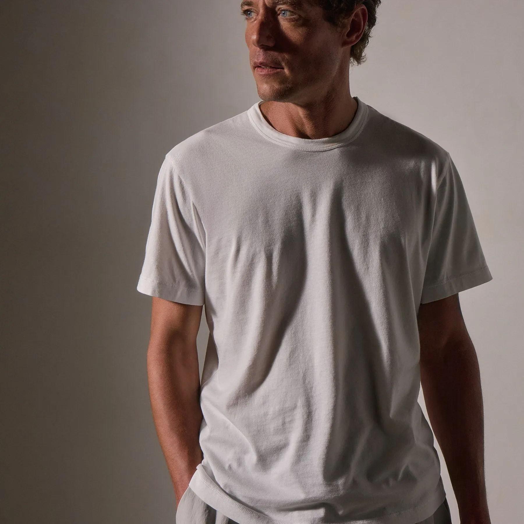 Brushed Lotus Crew - White