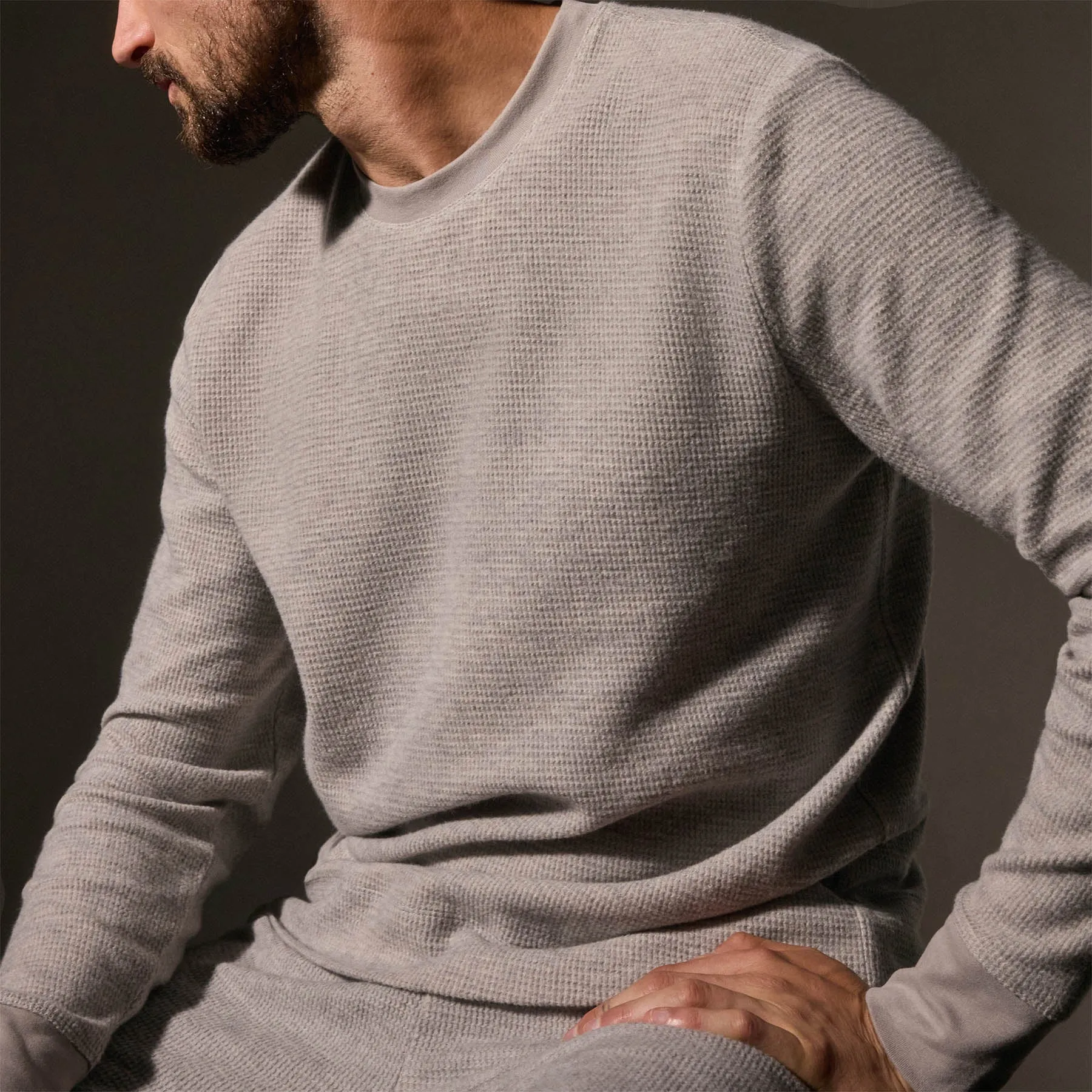 Brushed Thermal Crew Neck - Heather Grey