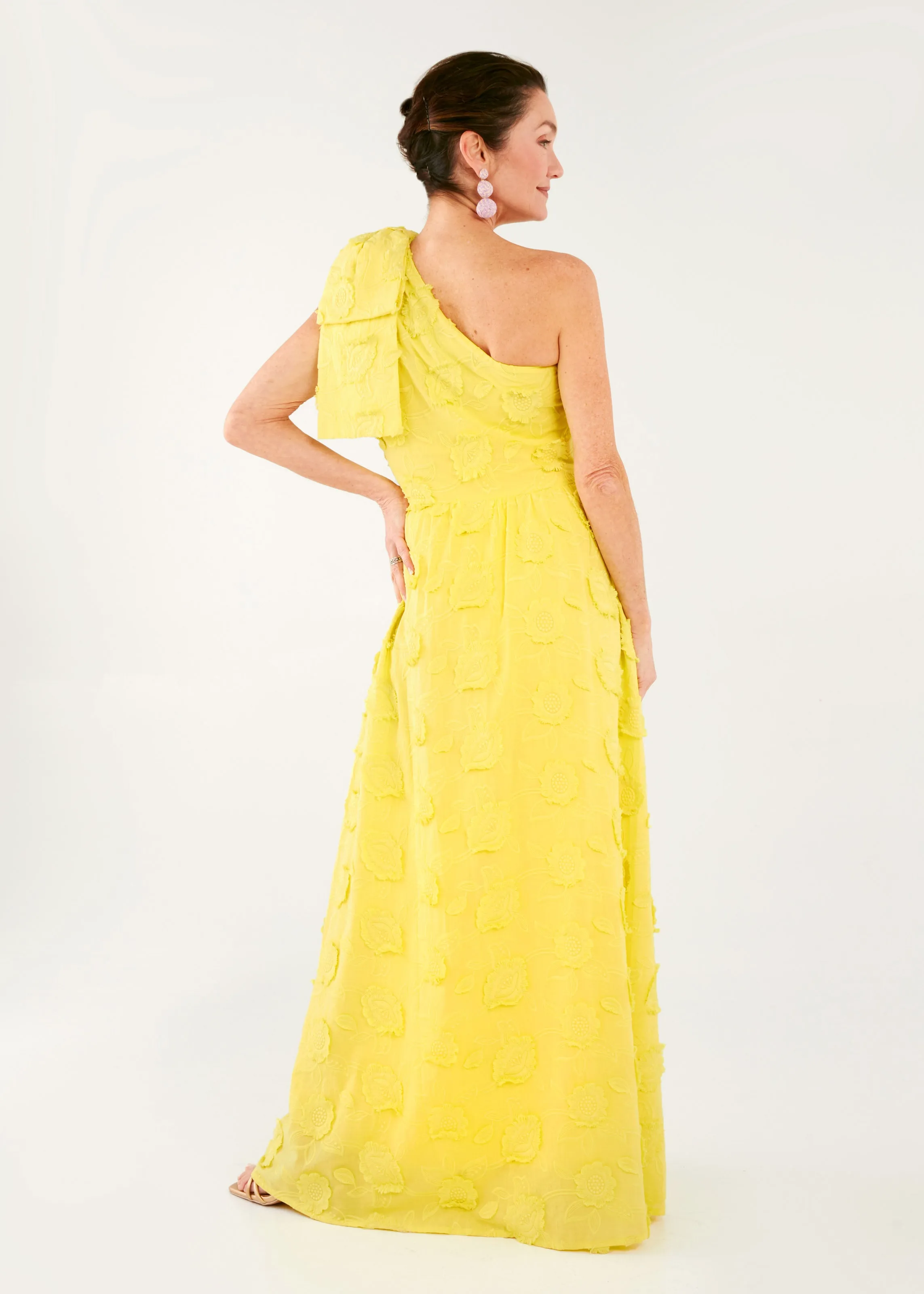Caroline Gown Hot Yellow 3-D Floral Cotton