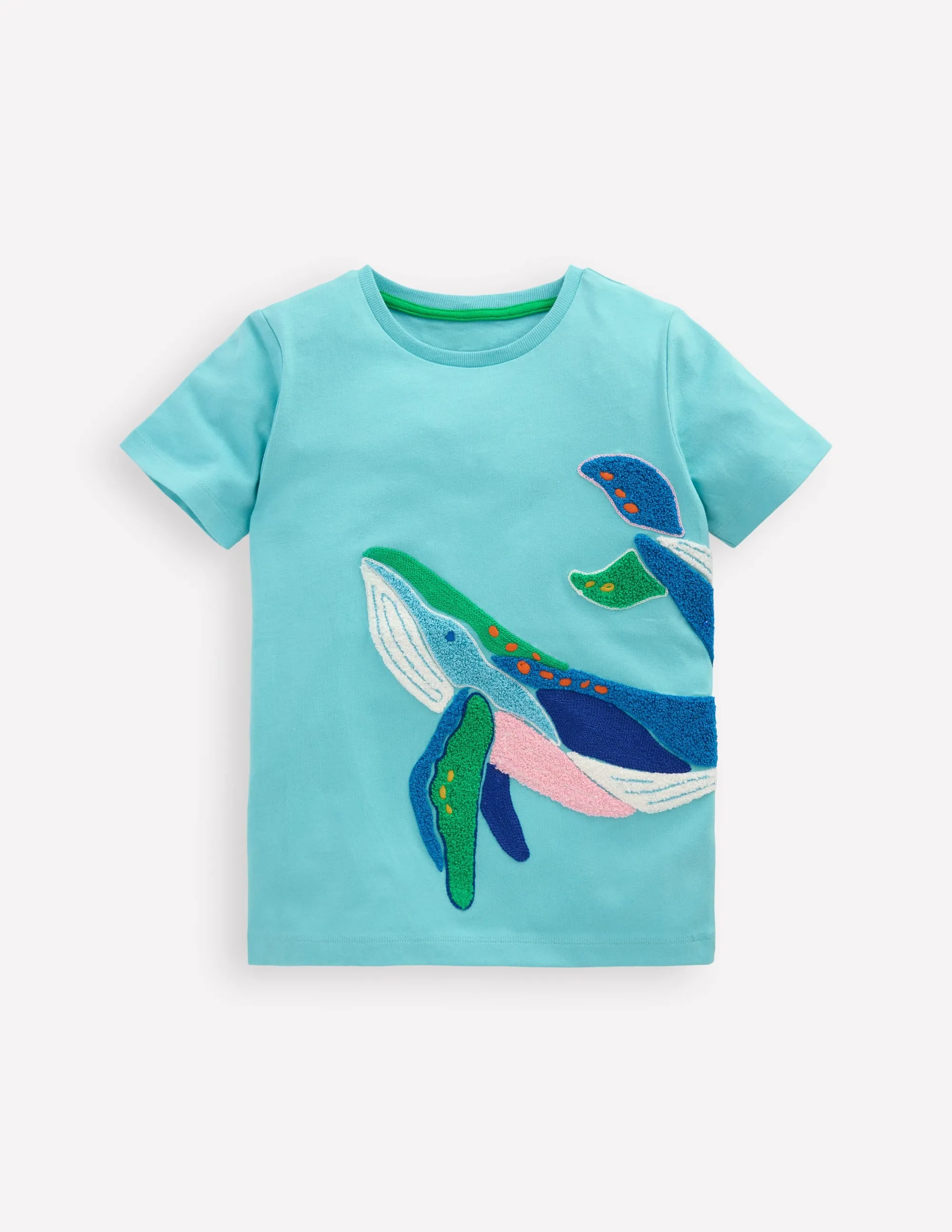 Chain Stitch T-Shirt-Caribbean Blue Whale