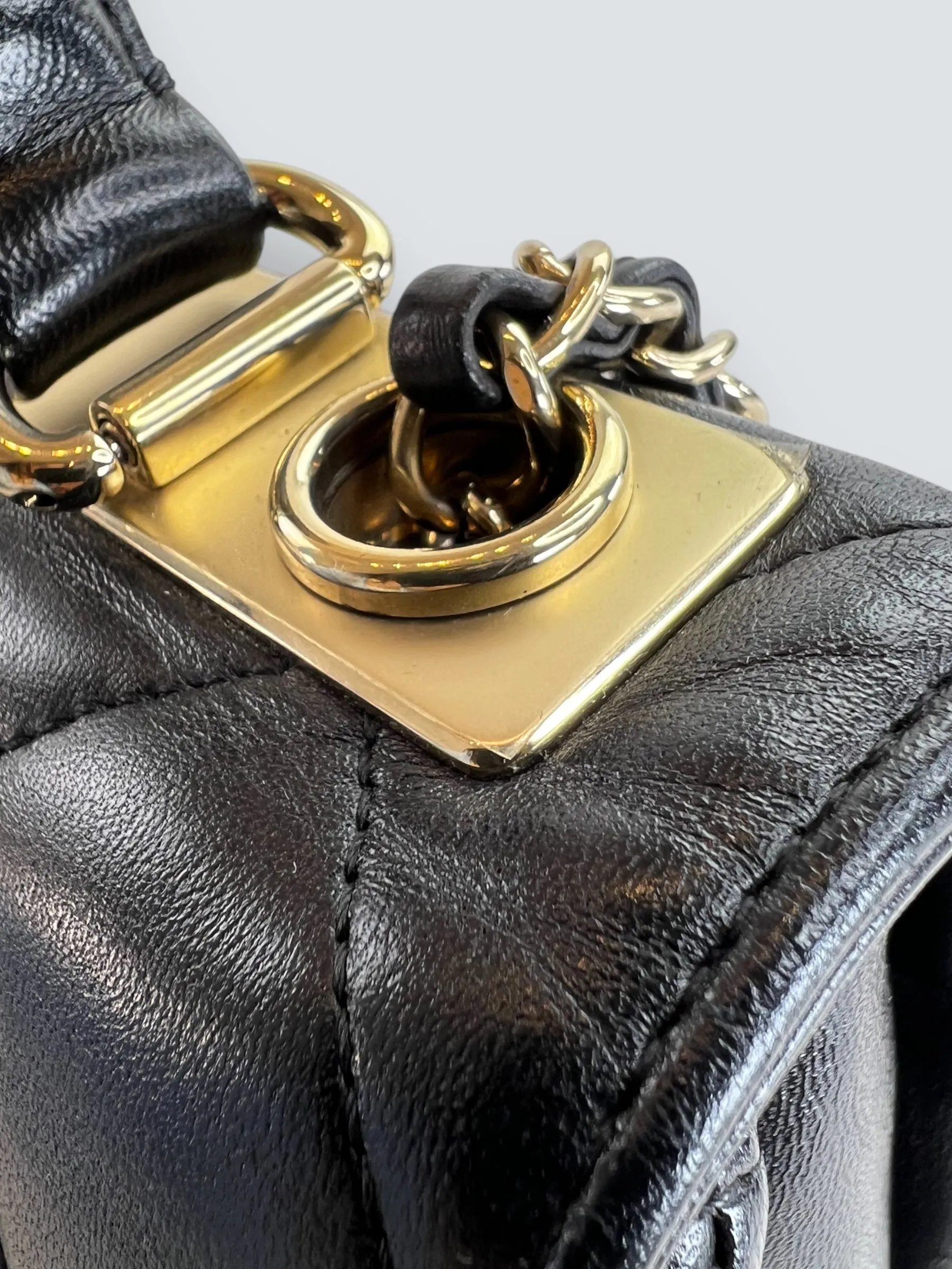 Chanel Black Lambskin Leather Top Handle Trendy Shoulder Bag