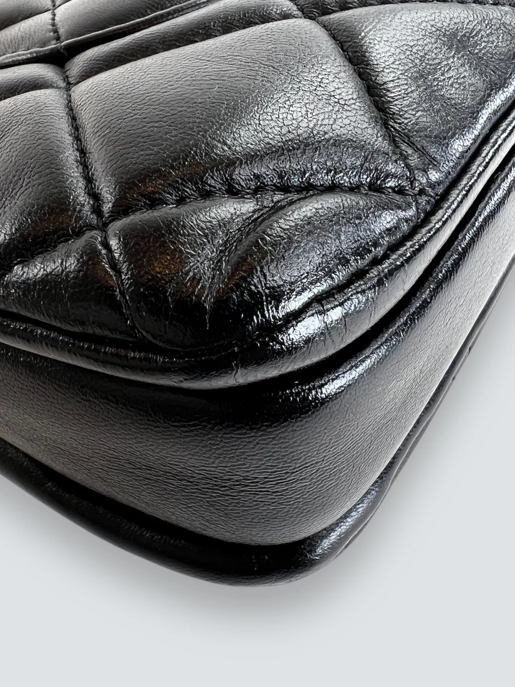 Chanel Black Lambskin Leather Top Handle Trendy Shoulder Bag