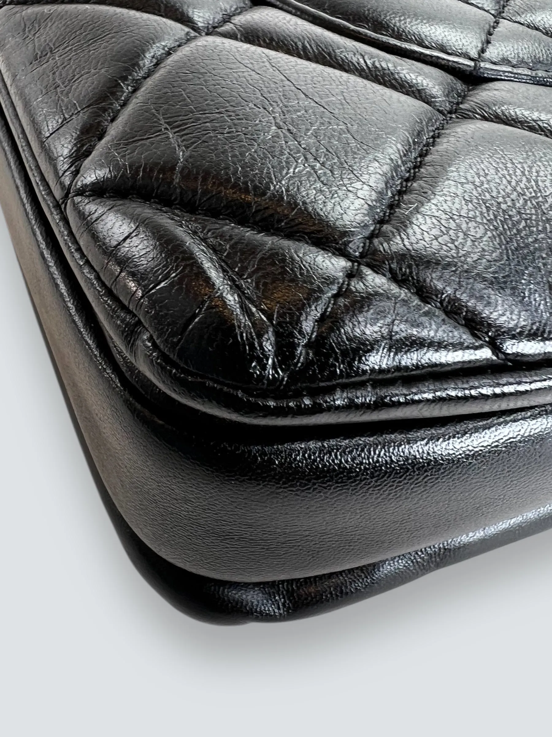 Chanel Black Lambskin Leather Top Handle Trendy Shoulder Bag