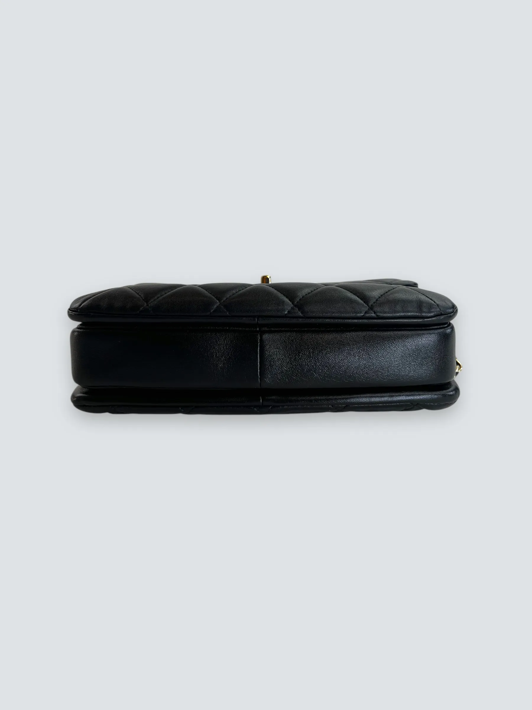 Chanel Black Lambskin Leather Top Handle Trendy Shoulder Bag