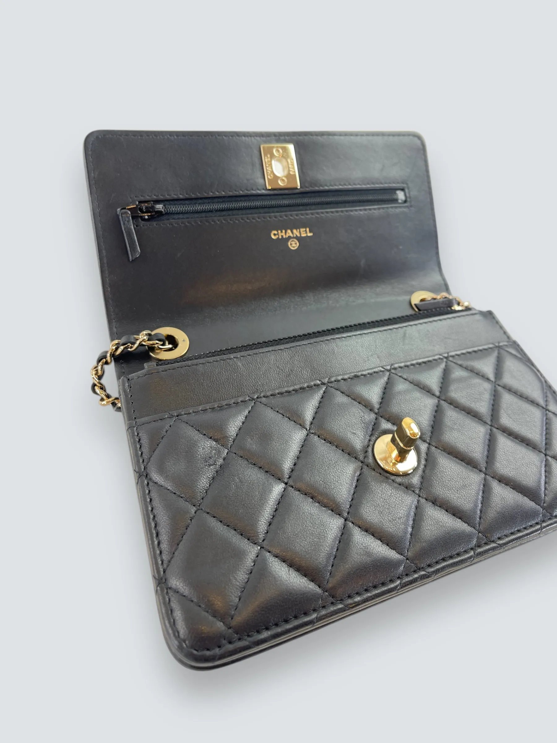 Chanel Black Lambskin Leather Trendy WOC