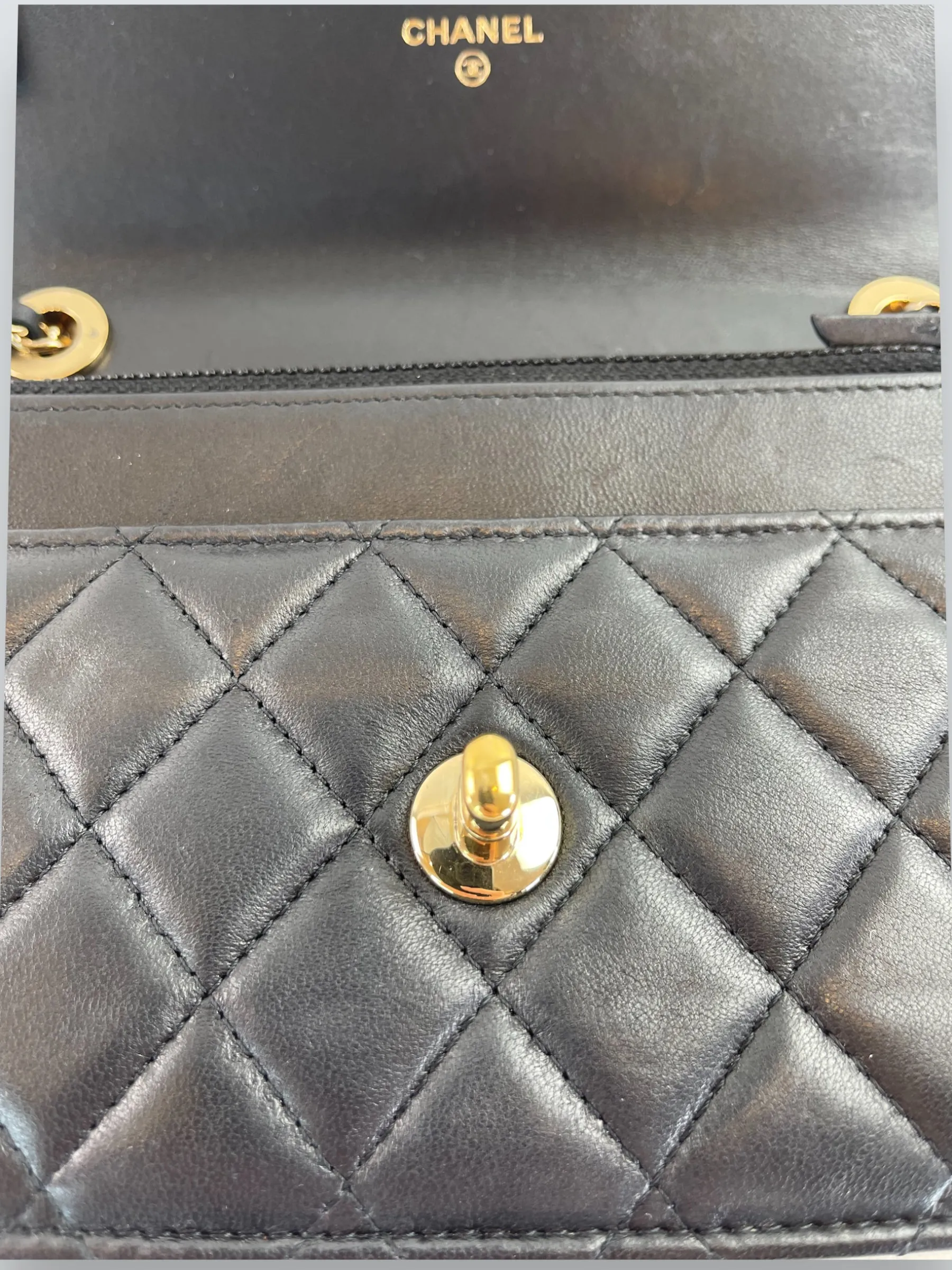 Chanel Black Lambskin Leather Trendy WOC
