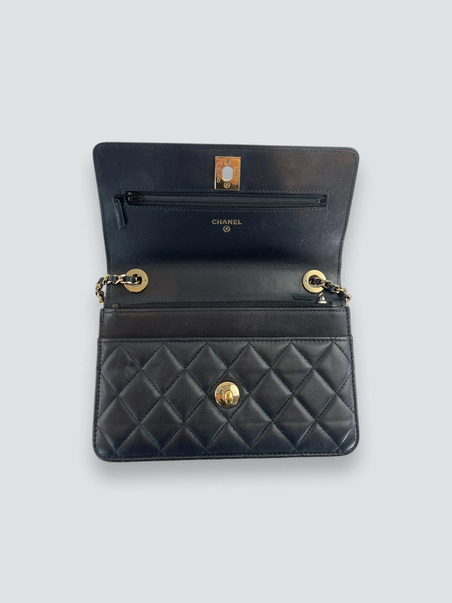Chanel Black Lambskin Leather Trendy WOC