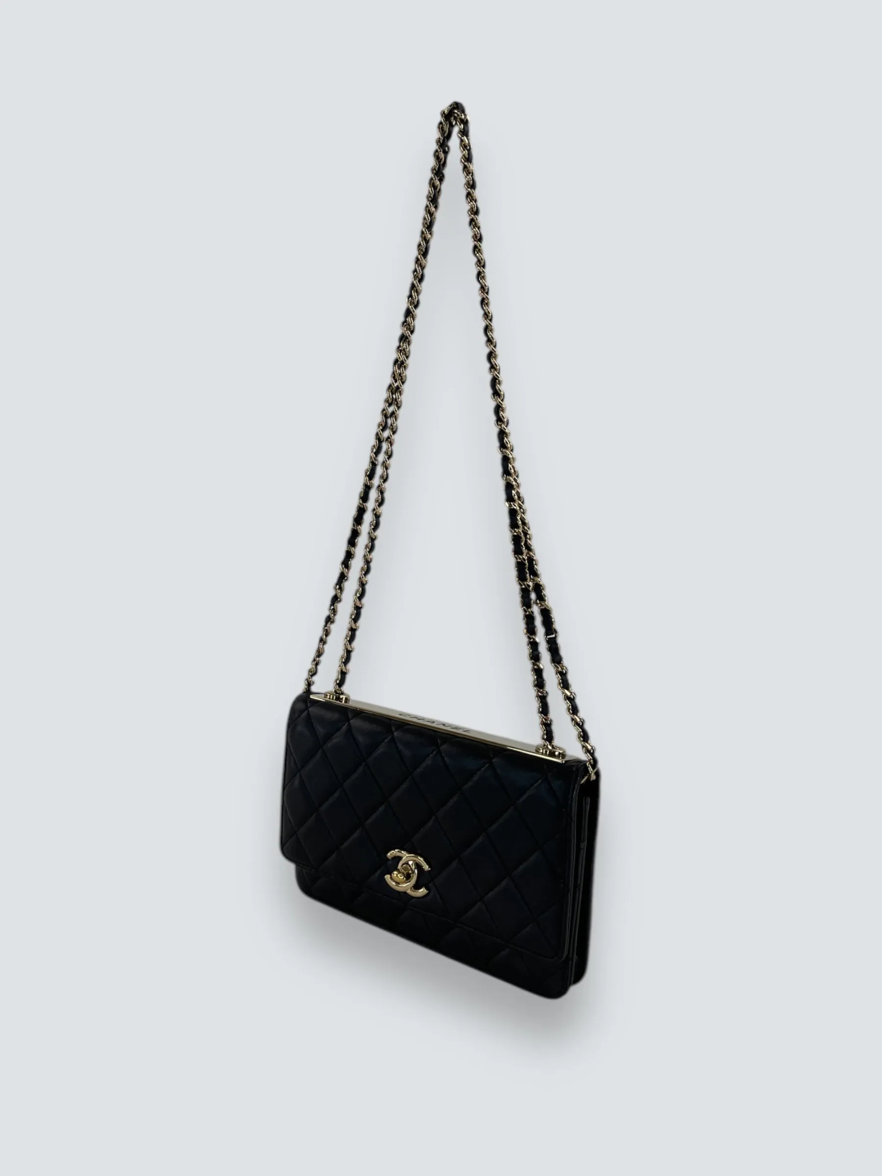 Chanel Black Lambskin Leather Trendy WOC