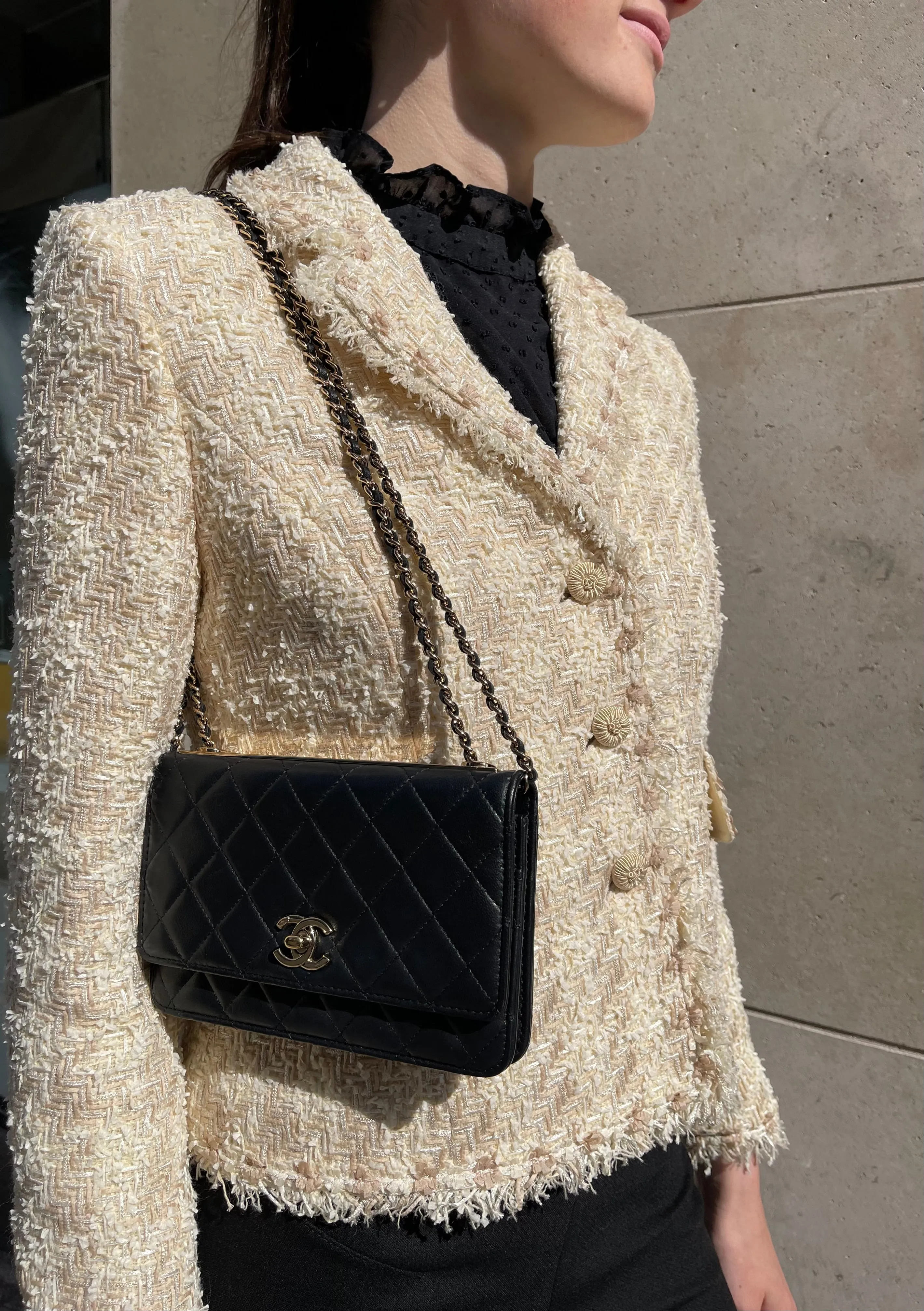 Chanel Black Lambskin Leather Trendy WOC