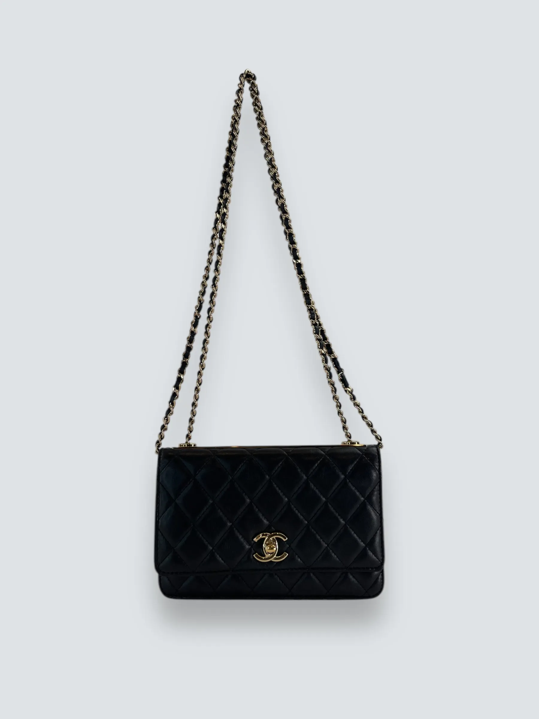 Chanel Black Lambskin Leather Trendy WOC