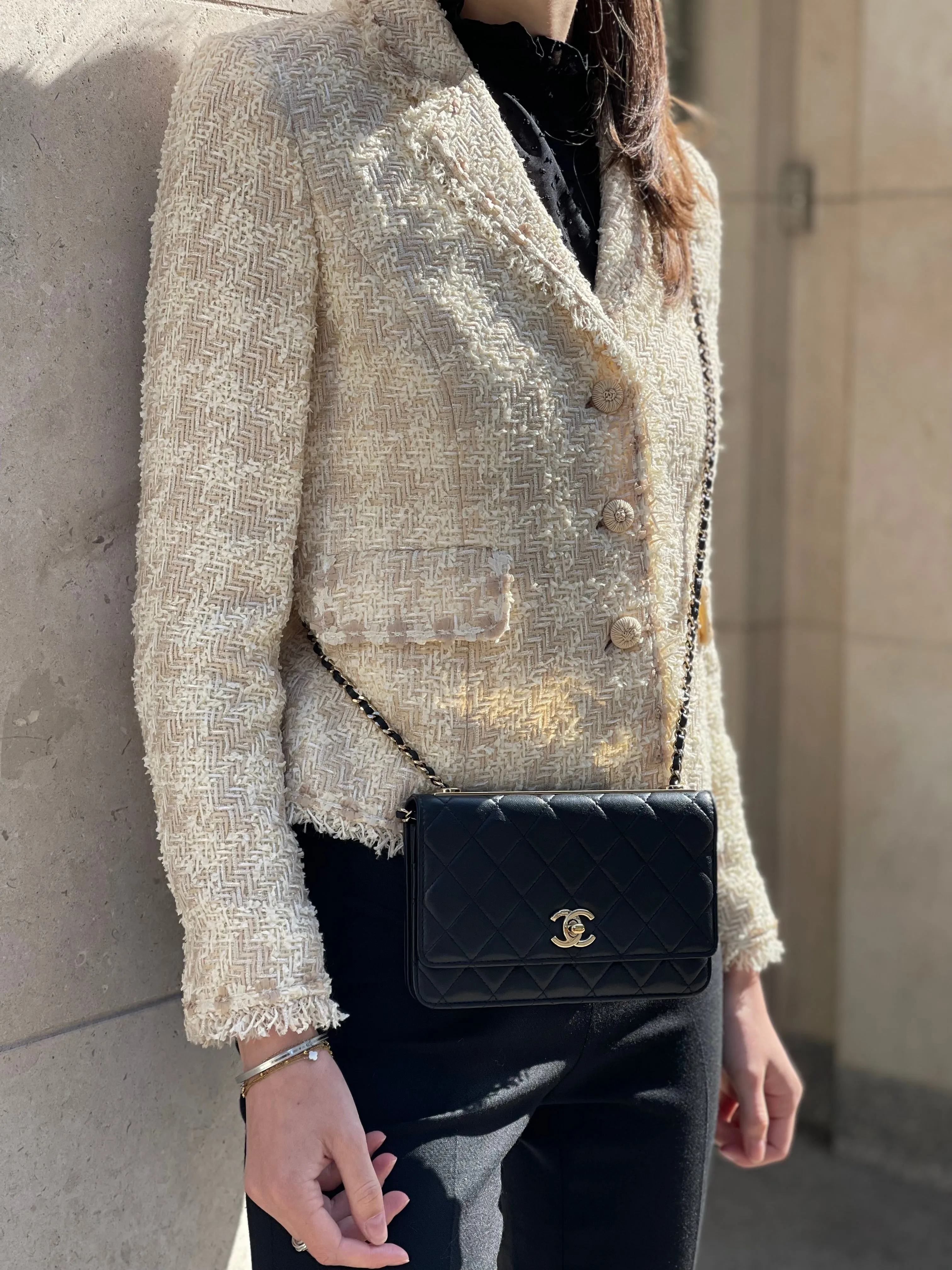Chanel Black Lambskin Leather Trendy WOC
