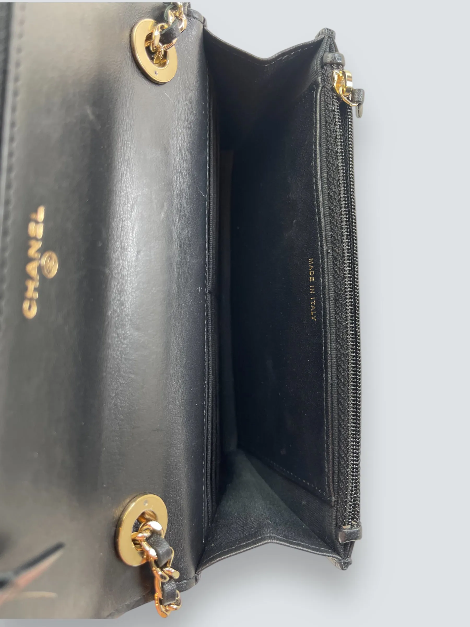 Chanel Black Lambskin Leather Trendy WOC