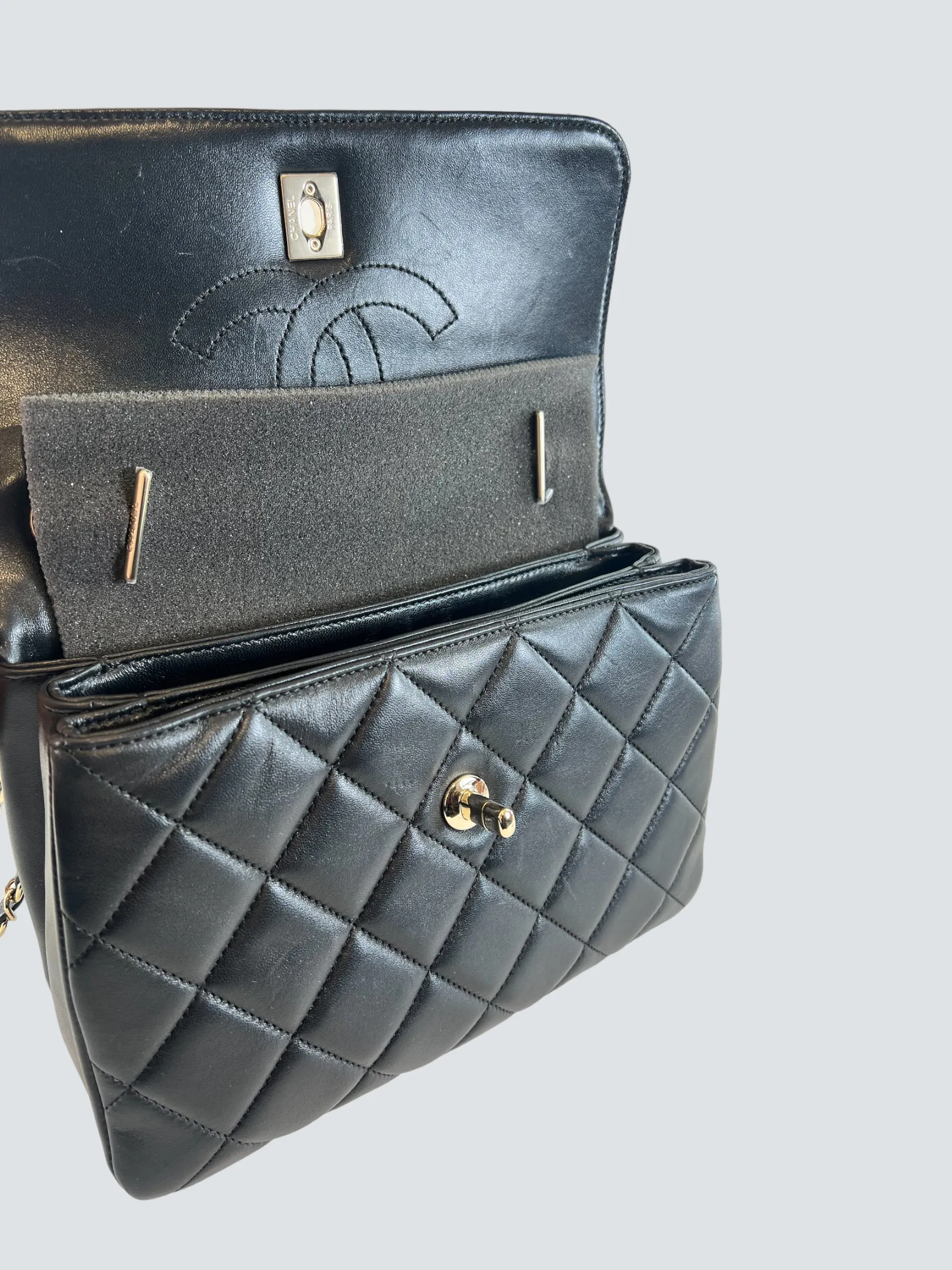 Chanel Black Lambskin Leather Trendy