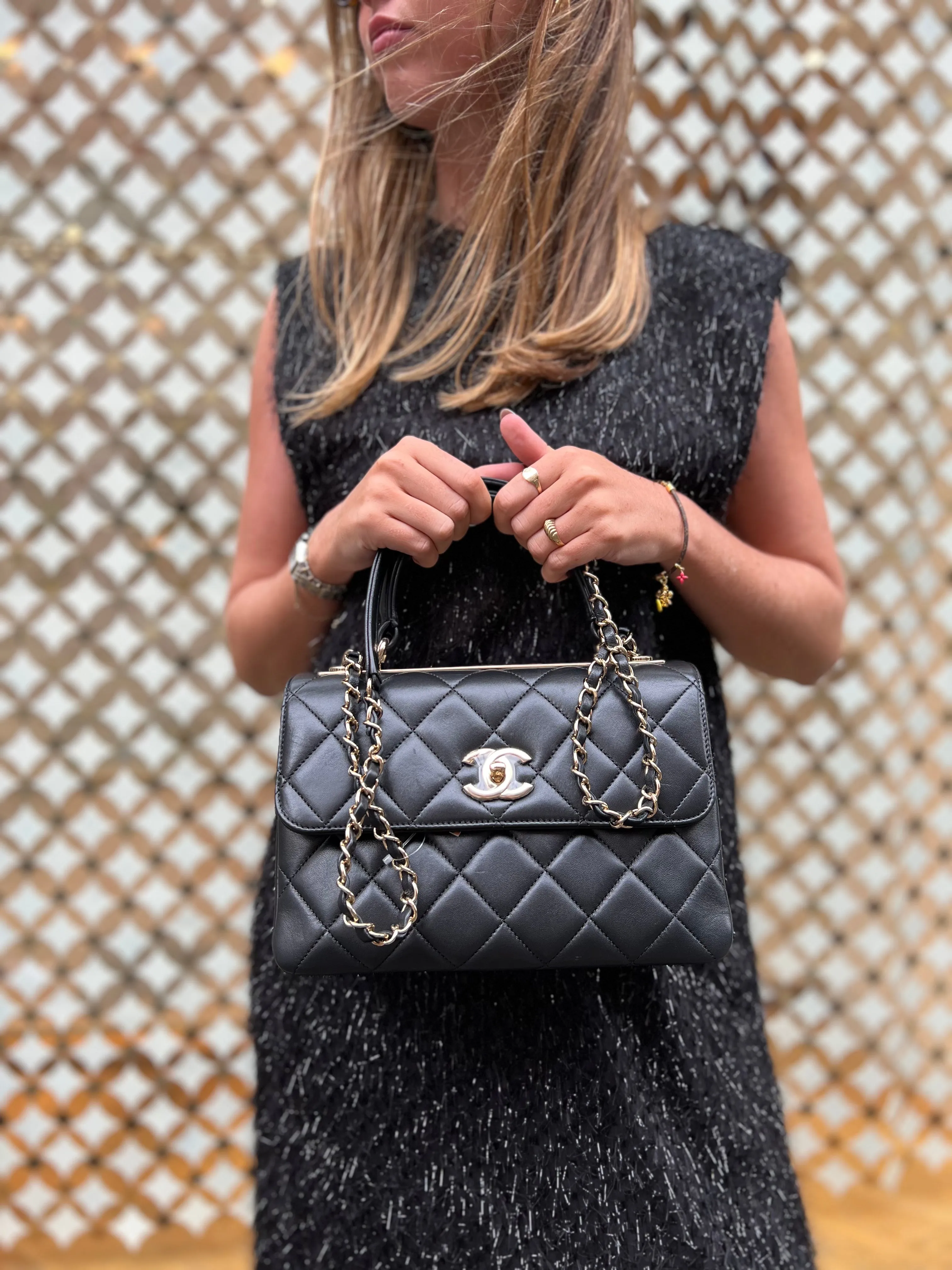 Chanel Black Lambskin Leather Trendy