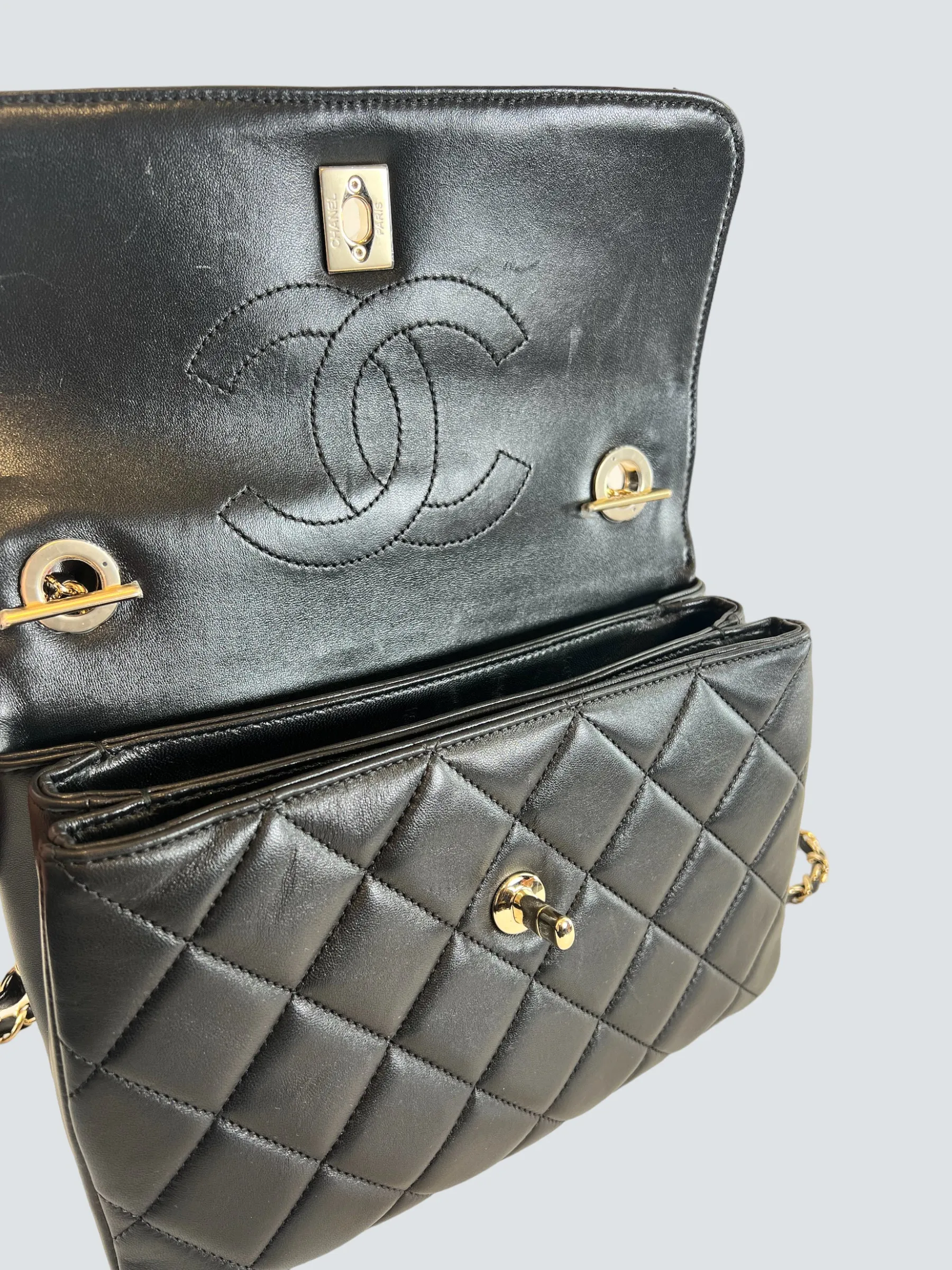 Chanel Black Lambskin Leather Trendy