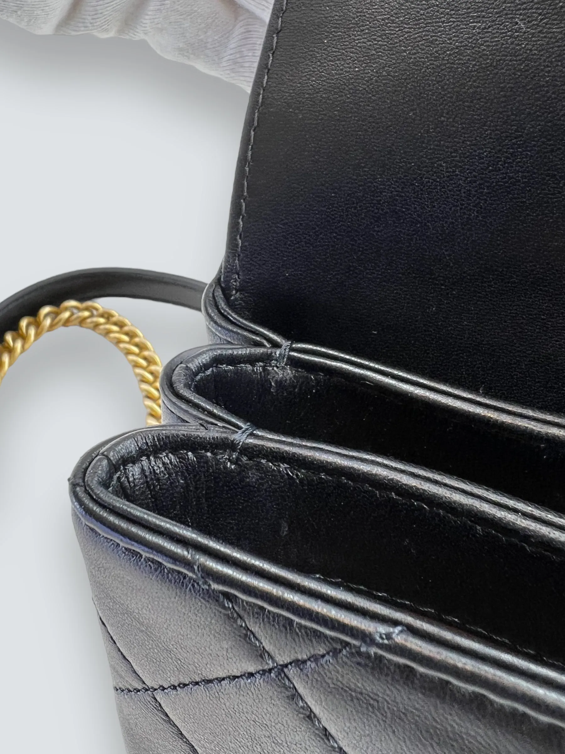 Chanel Black Quilted Lambskin Leather Trendy Top Handle Shoulder Bag