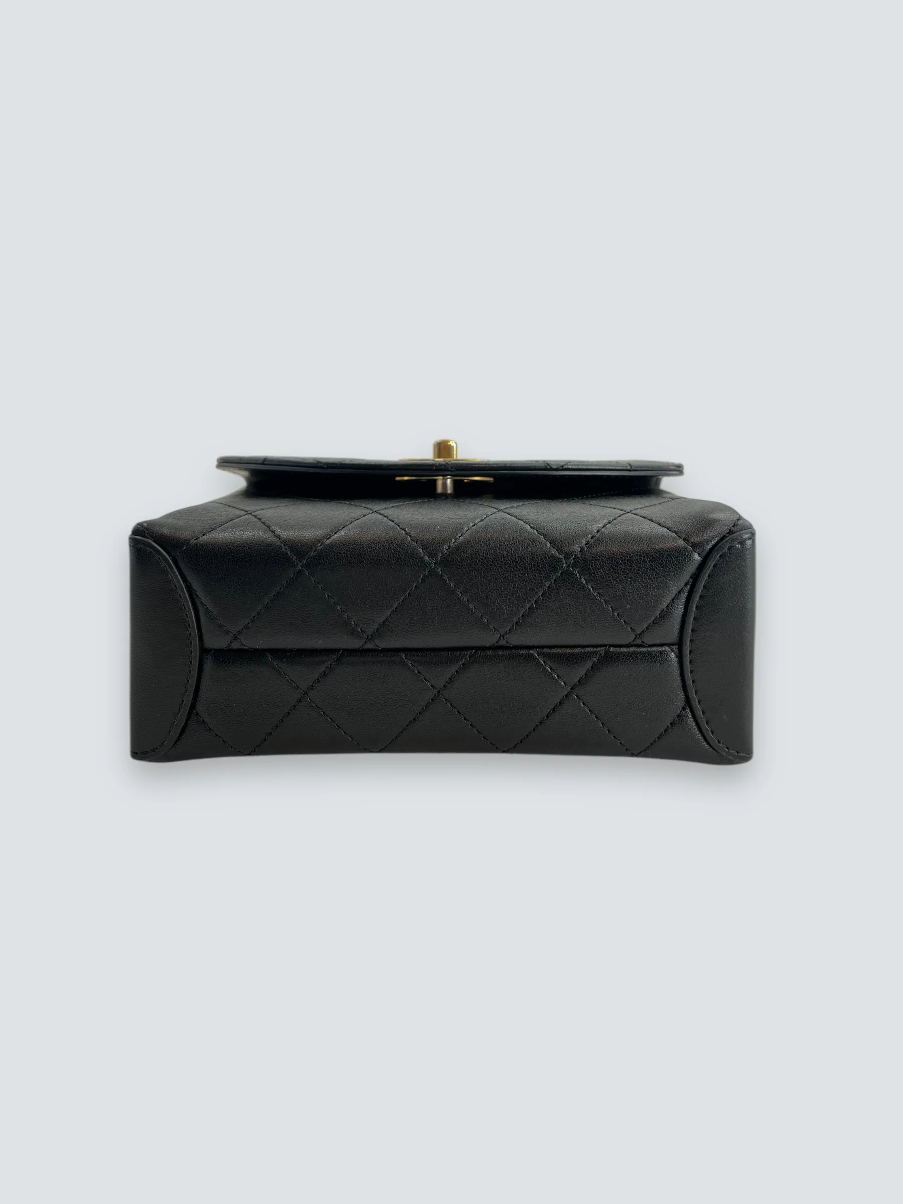 Chanel Black Quilted Lambskin Leather Trendy Top Handle Shoulder Bag
