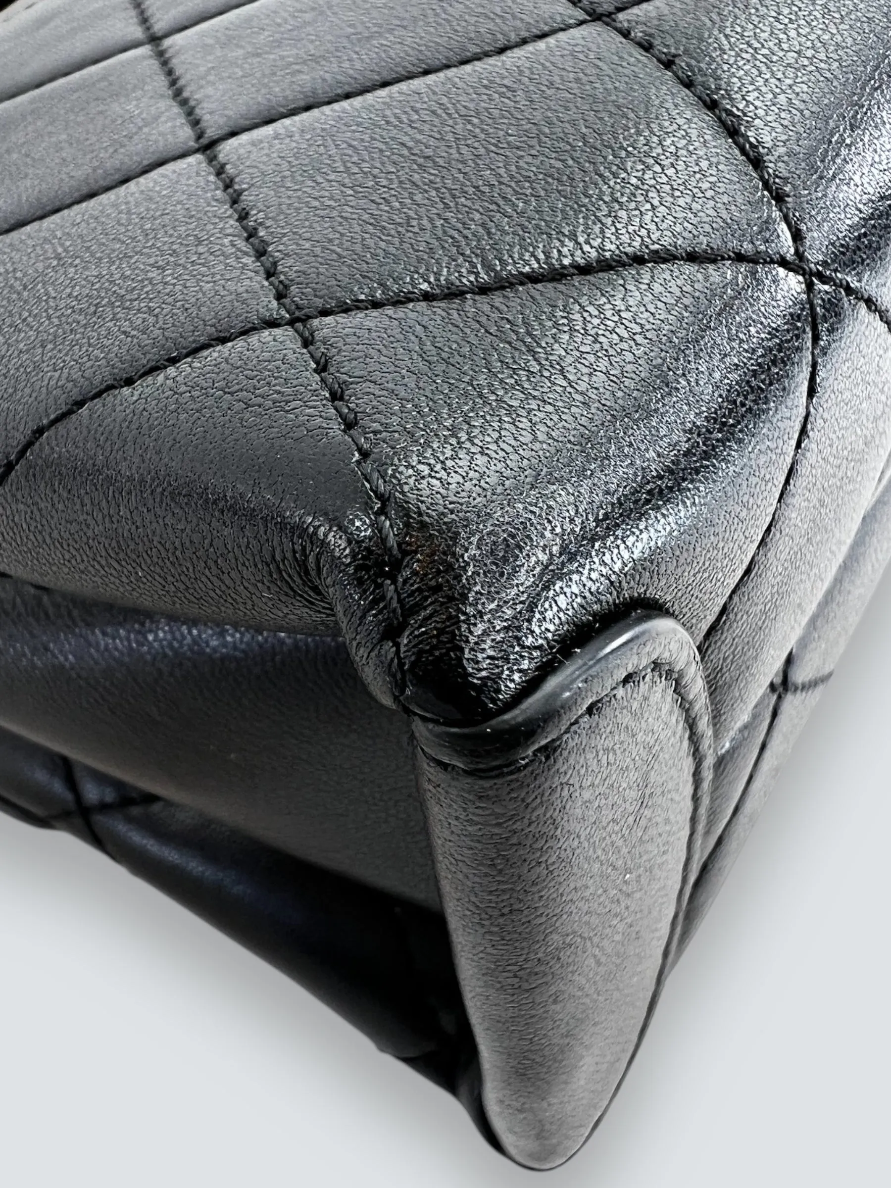 Chanel Black Quilted Lambskin Leather Trendy Top Handle Shoulder Bag