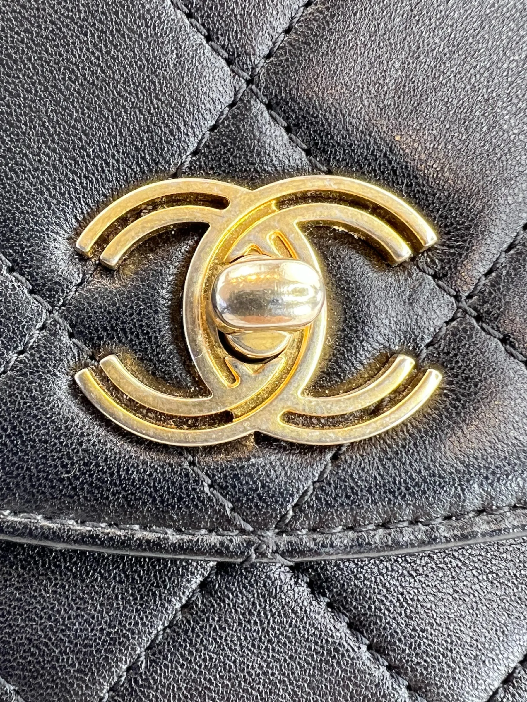 Chanel Black Quilted Lambskin Leather Trendy Top Handle Shoulder Bag