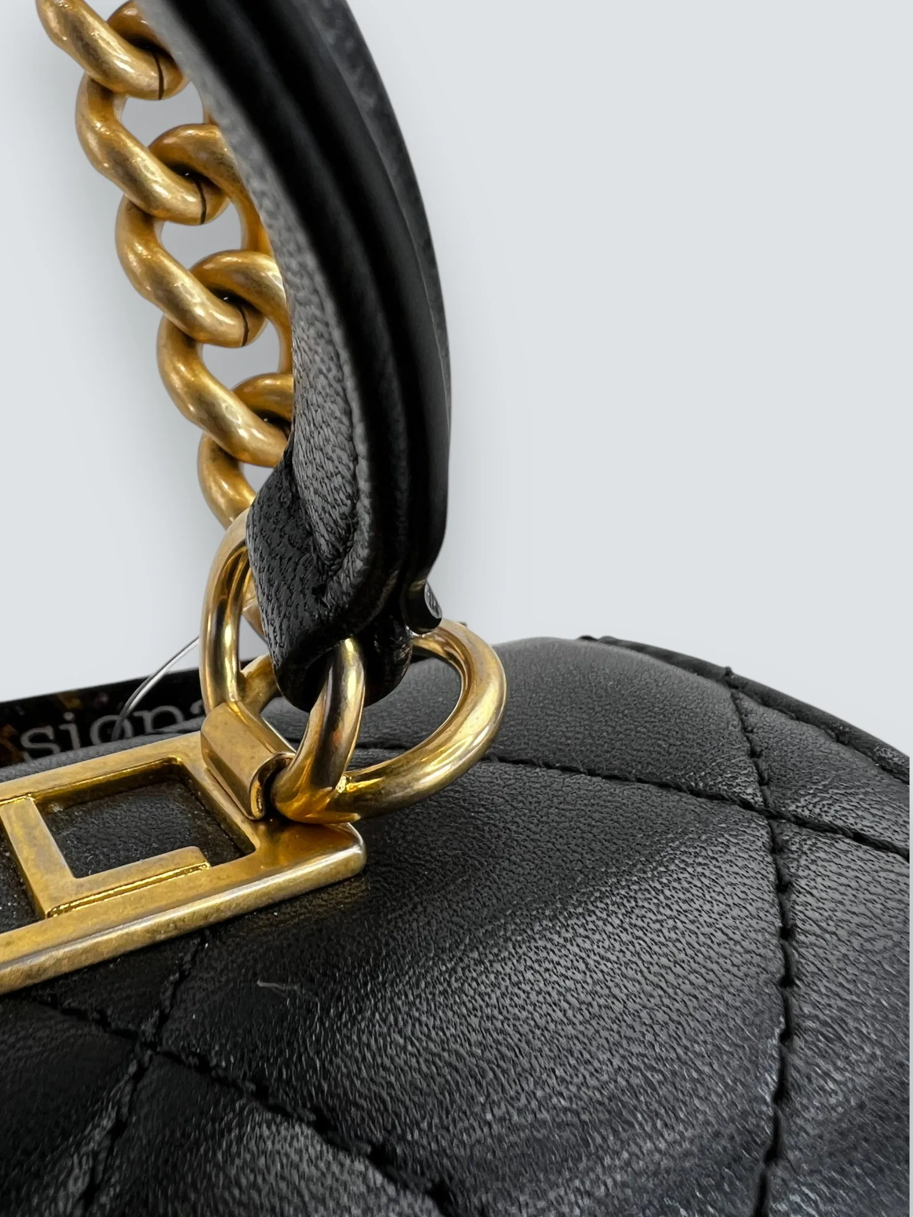 Chanel Black Quilted Lambskin Leather Trendy Top Handle Shoulder Bag
