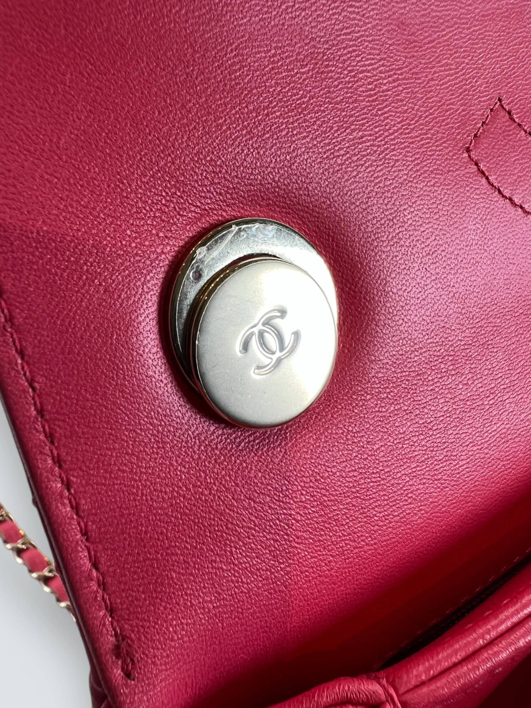Chanel Pink Lambskin Leather Top Handle Trendy