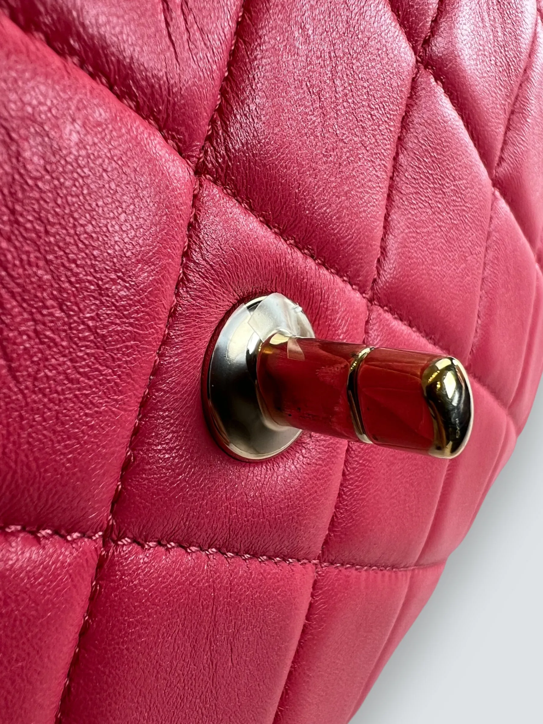 Chanel Pink Lambskin Leather Top Handle Trendy