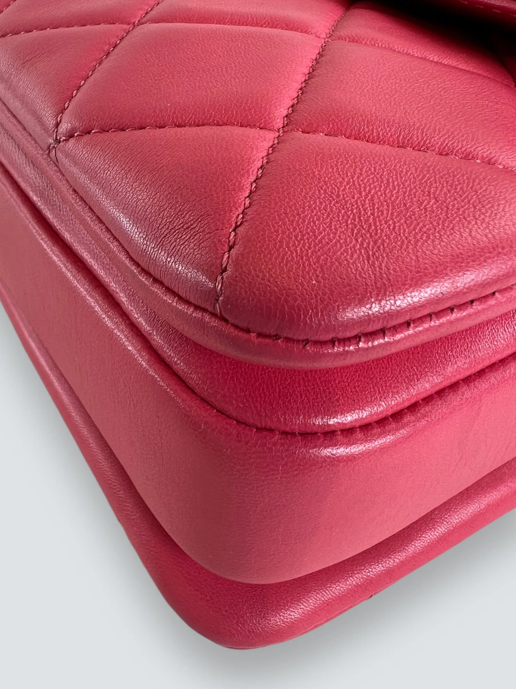 Chanel Pink Lambskin Leather Top Handle Trendy