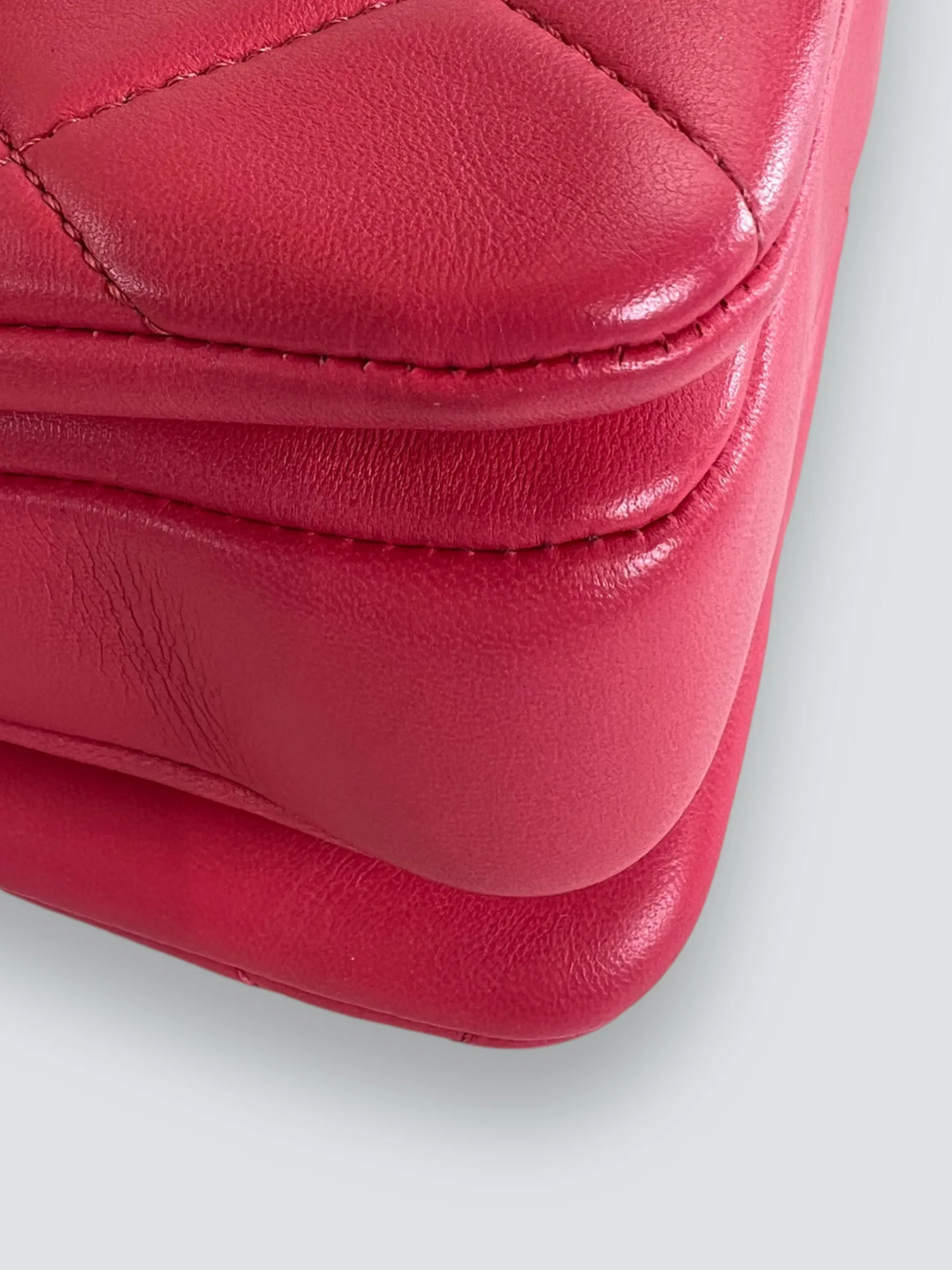Chanel Pink Lambskin Leather Top Handle Trendy