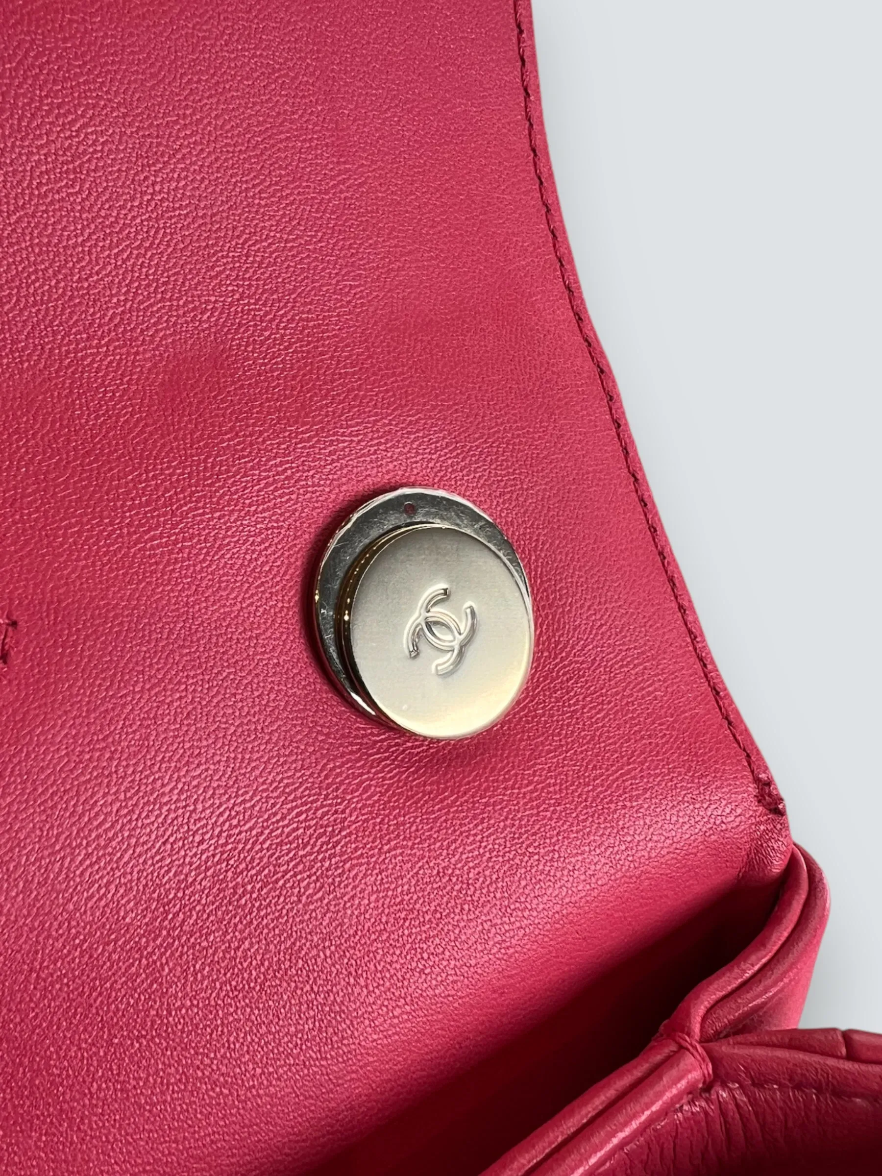 Chanel Pink Lambskin Leather Top Handle Trendy