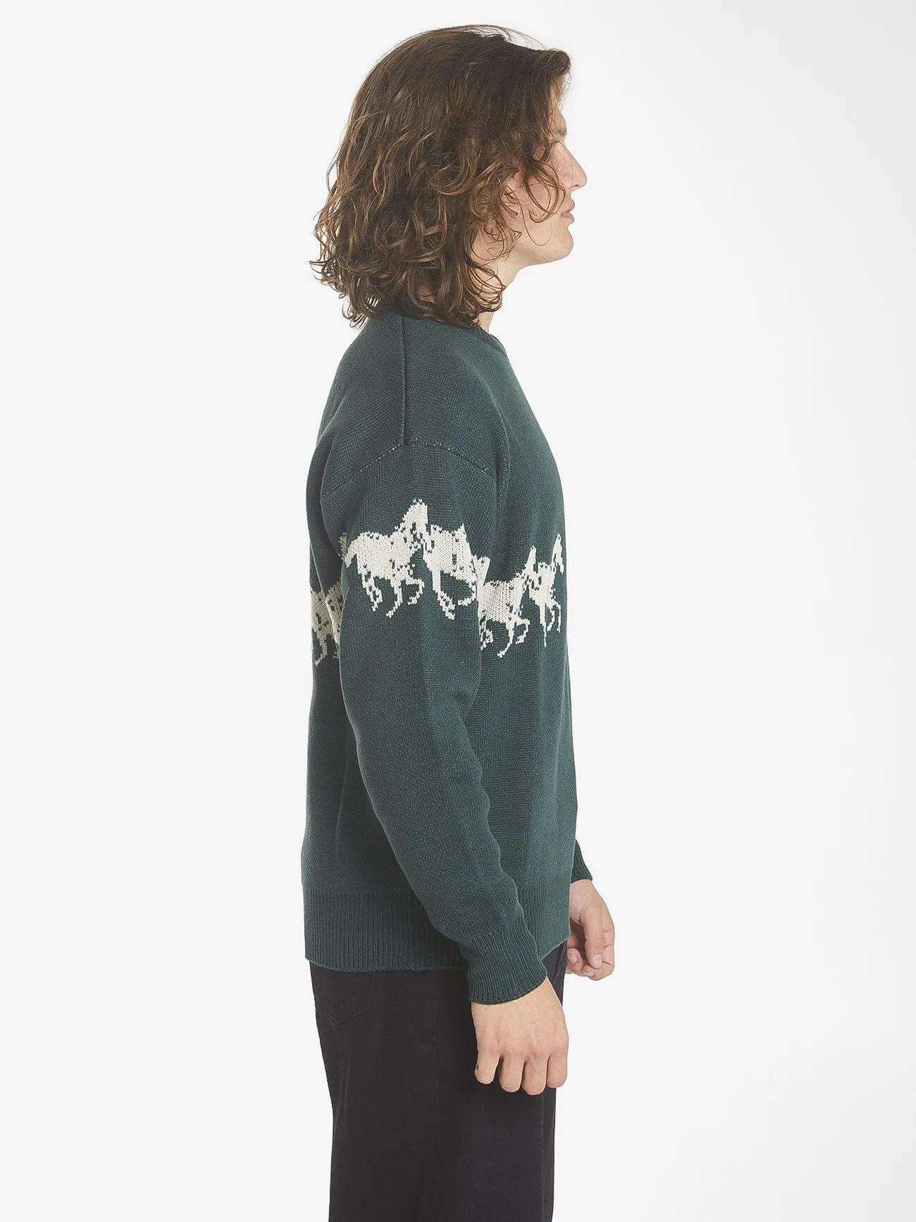 Chariot Rides On Crew Knit - Dark Jade