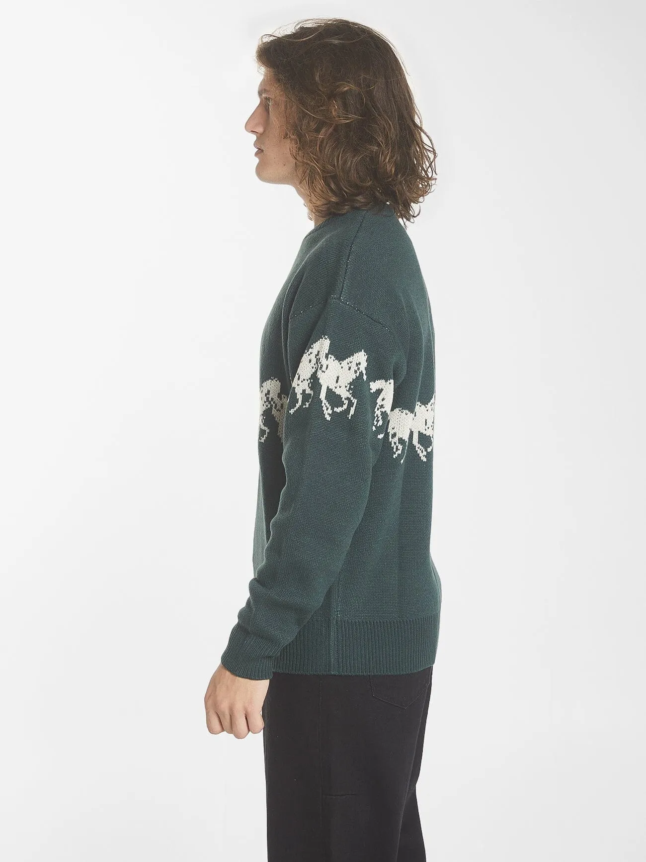Chariot Rides On Crew Knit - Dark Jade