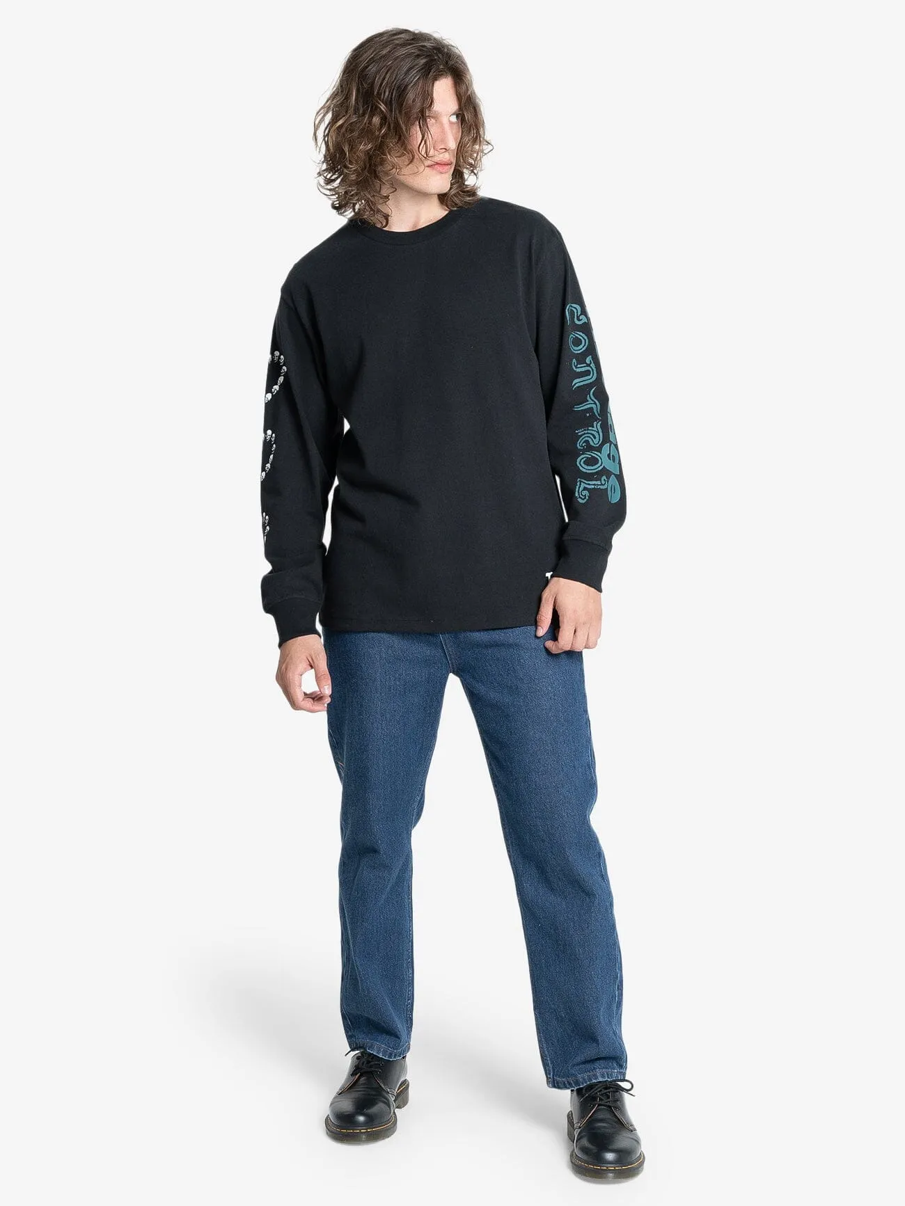 Controlled Damage Oversize Long Sleeve Tee - Black