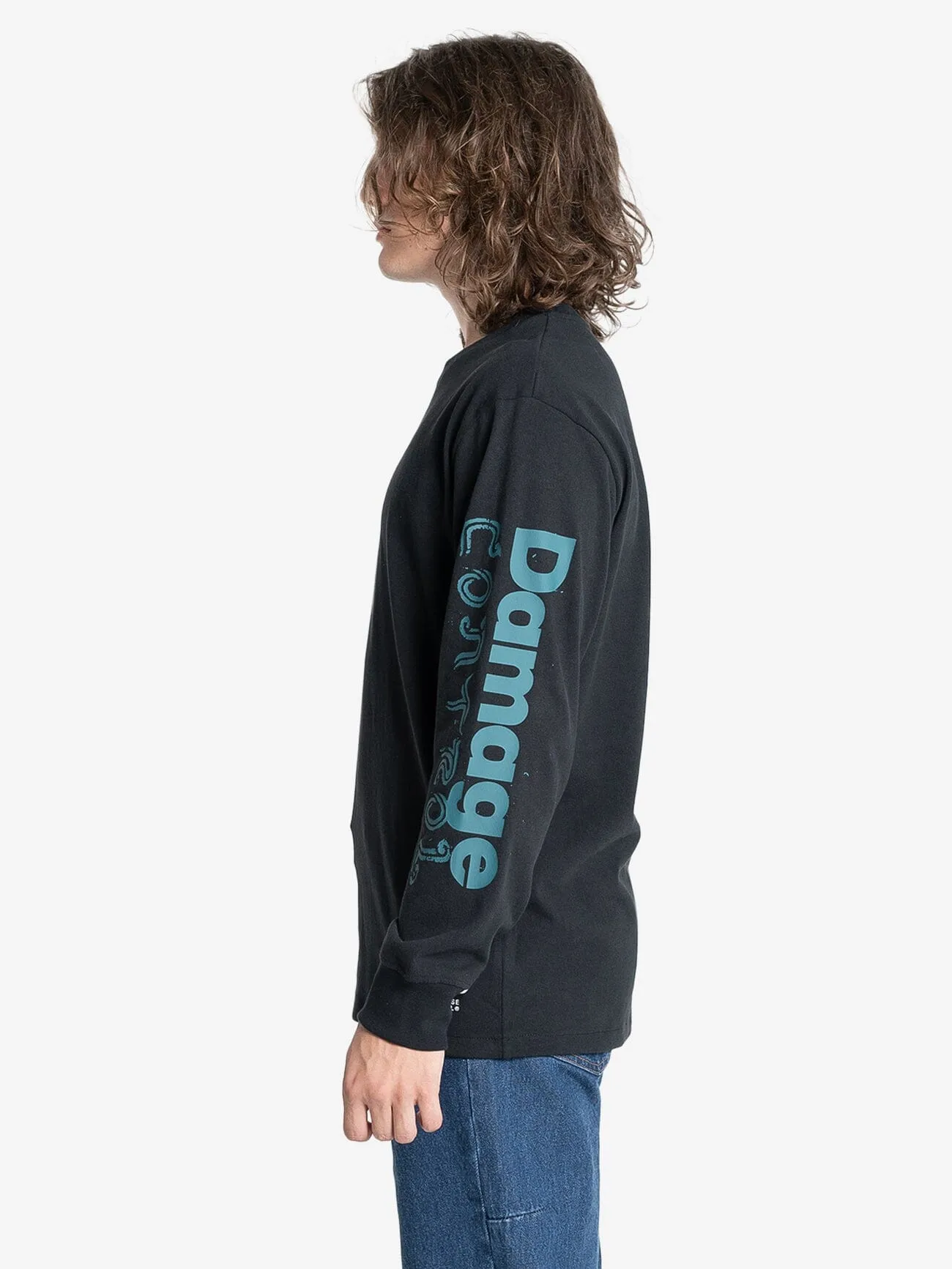 Controlled Damage Oversize Long Sleeve Tee - Black