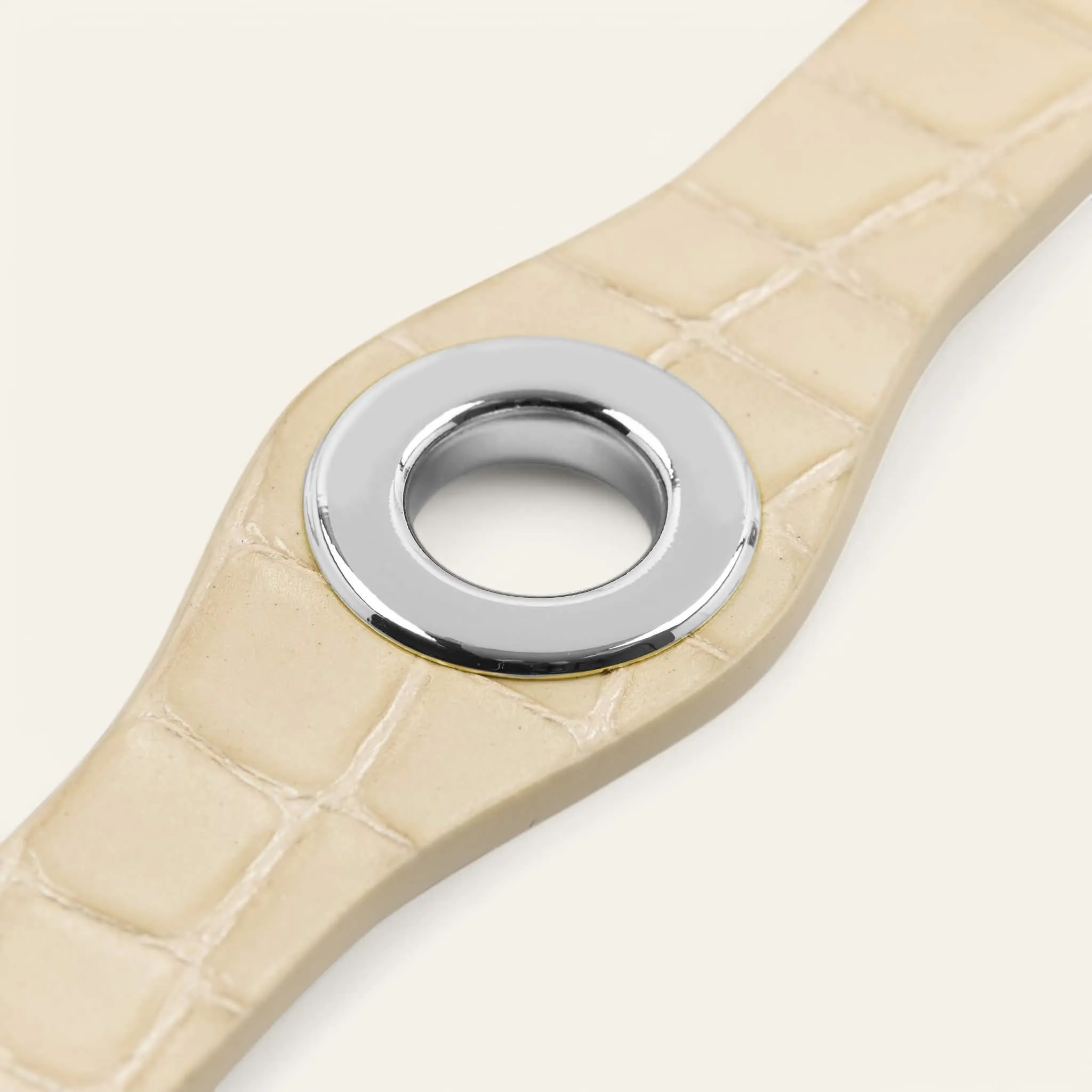 Deco Mini | Cream Patent Croc with Silver hardware