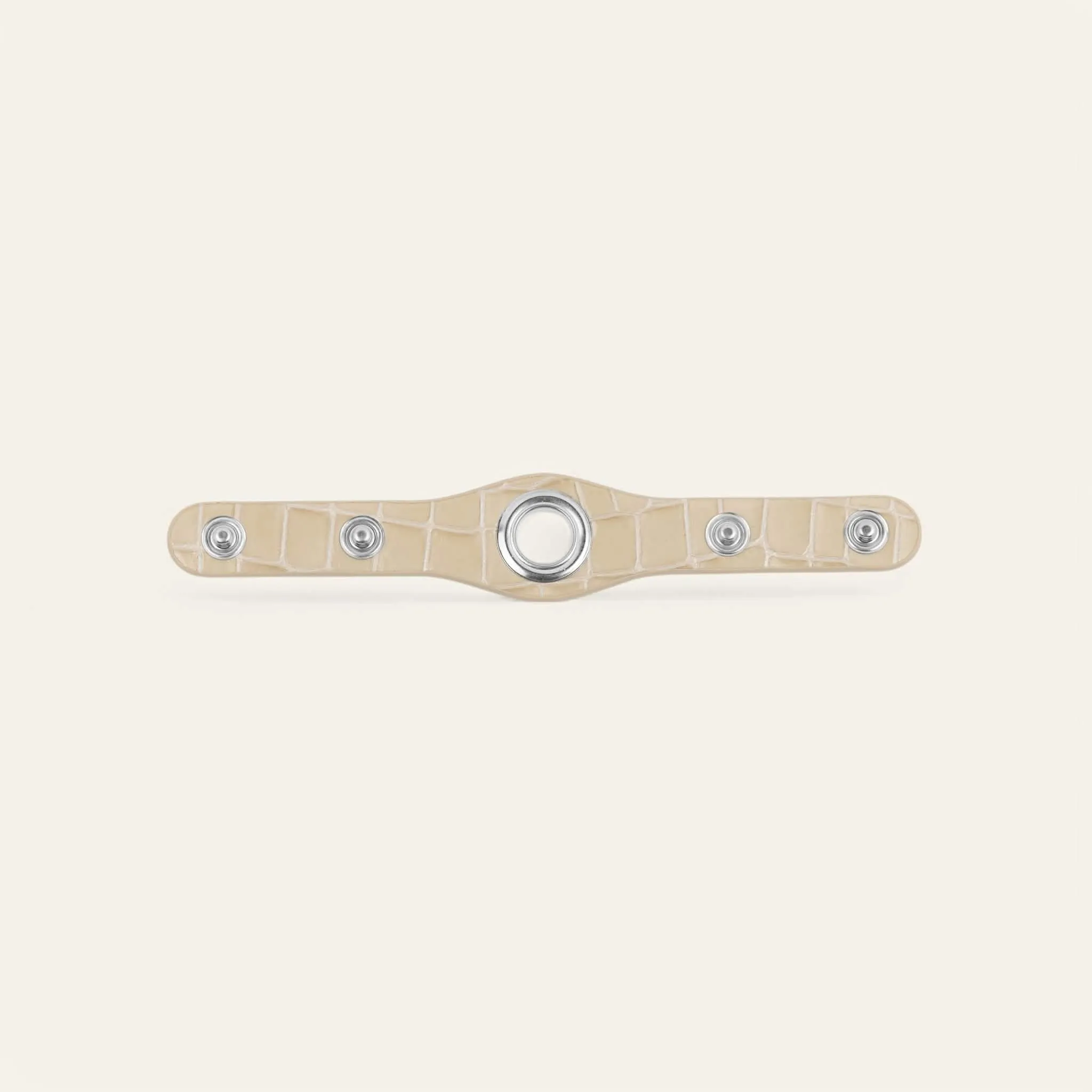 Deco Mini | Cream Patent Croc with Silver hardware