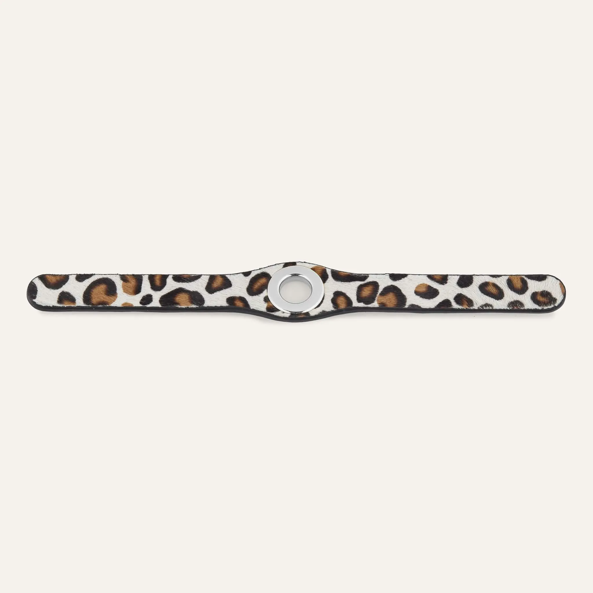 Deco Stud | Leopard Cream with Silver hardware